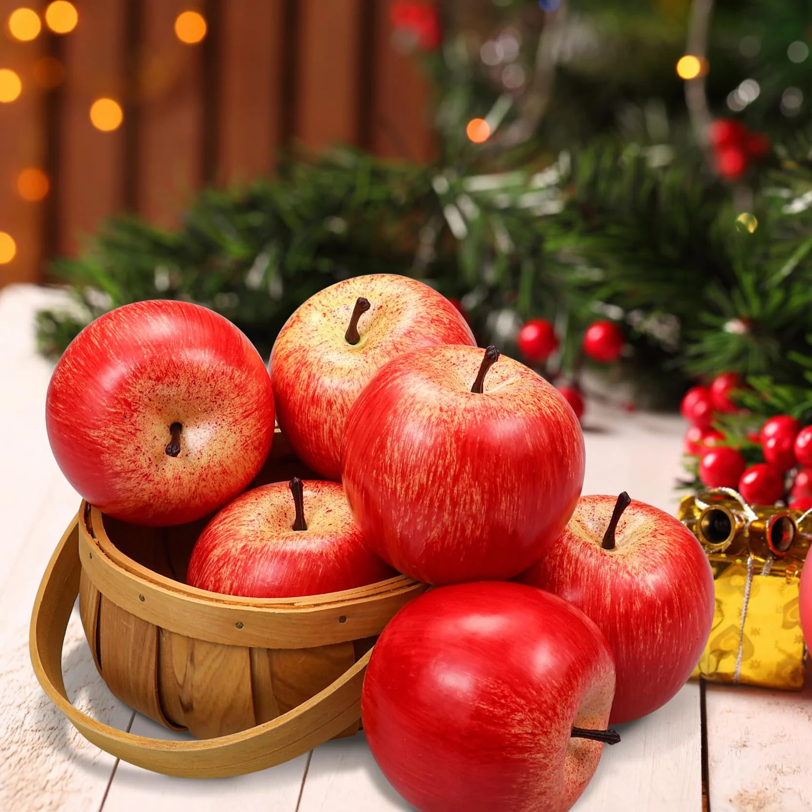 Mele artificiali realistiche rosse 6 pezzi decorazione domestica