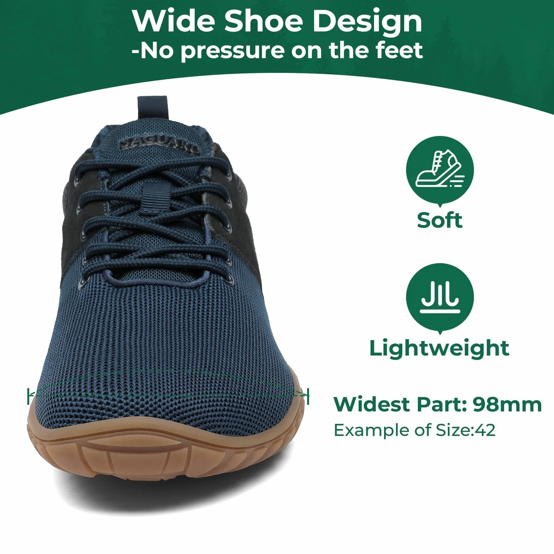 SAGUARO Scarpe Barefoot Minimaliste Uomo Donna Leggere Zero Drop Wide Toe Box Gr.36-48