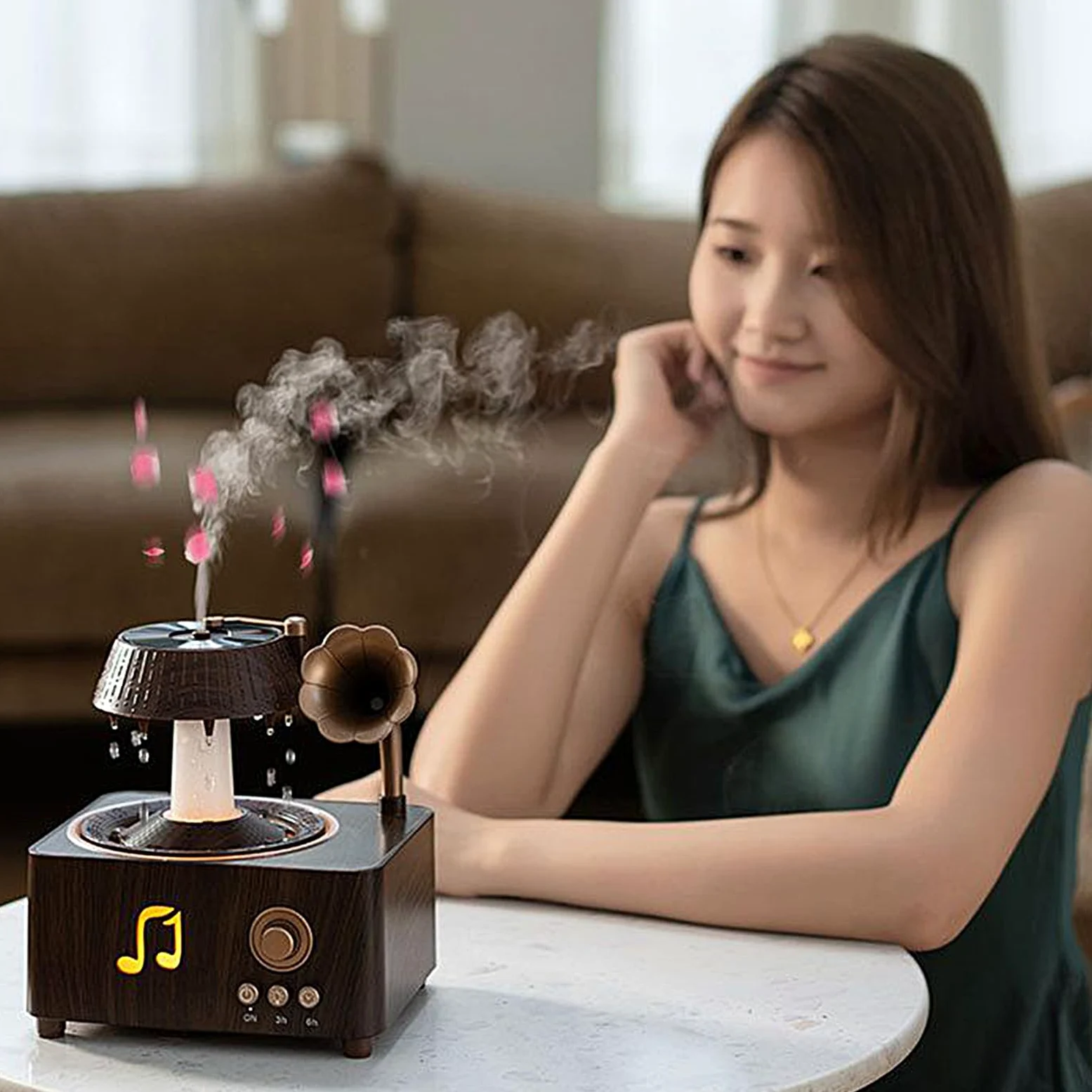 Diffusore Pioggia Profumatore d'Ambiente Retrò da 250ml con LED | Diffusore a d'Acqua con Spegnimento Automatico per Hotel Casa Auto Soggiorno Camera da Ufficio Domestico Relax