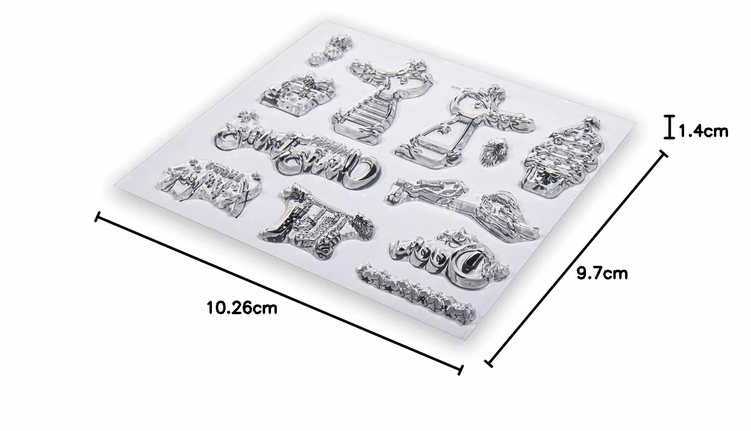 Rayher Clear Stamps Set timbri trasparenti in silicone, tavoletta 102,5x97mm, 12 motivi invernali e natalizi, amici renne, per scrapbooking e decoro, biglietti d'auguri e pacchi regalo, 50253000
