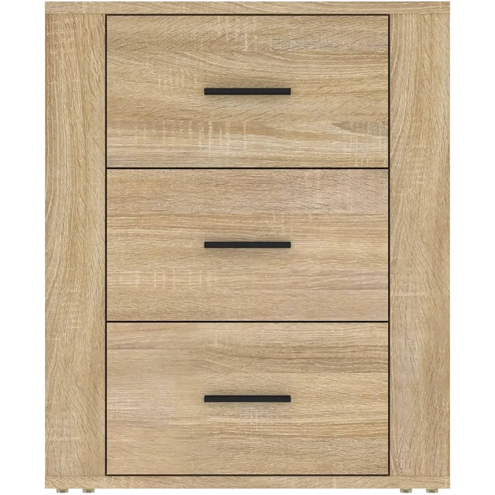 Comodino Chene Sonoma 3 Cassetti Legno Ingenierie | 50 x 36 x 60 cm, piano robusto, facile da pulire, fissaggio a parete incluso, manuale di montaggio