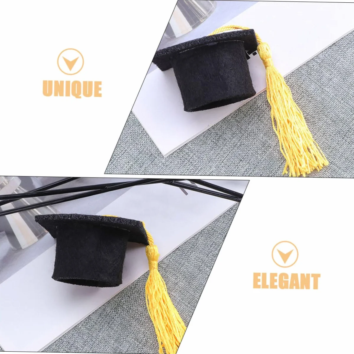 24pezzi Cappelli Laurea in Miniatura Gialli Con Nappa Decorazioni Per Feste Laurea Topper Per Cupcake e Bottiglie Vino Realizzati in Resistente
