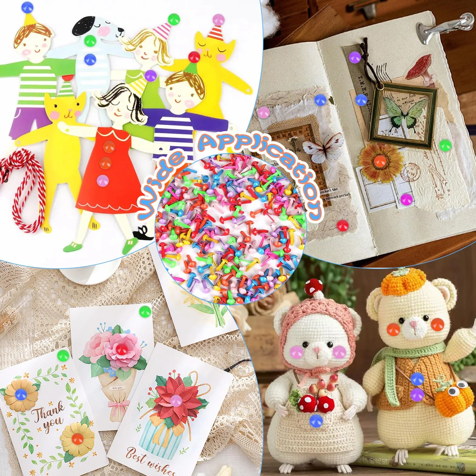 400 Pezzi Fermacampioni, Fermacampioni Piccoli in 8 Colori, Ferma Campione in Metallo, Fermacampioni Colorati per Scrapbooking, Artigianato e Paper Crafting