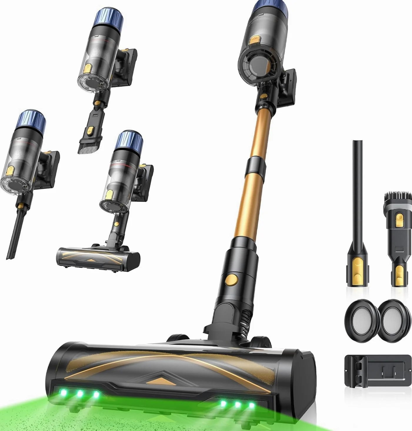 Proscenic P15+ Aspirapolvere Senza Fili 70Min/55Kpa/650W Scopa Elettrica Senza Fili Potente Autonomia Asta Telescopica Regolabile Design Autoportante Tecnologia GreenEye per Pavimenti e Tappeti