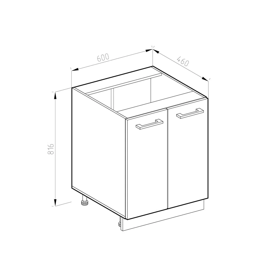 Vicco Mobiletto base cucina R-Line, Bianco rustico, 60 cm senza piano di lavoro, per la libera combinazione all'interno di sistemi cucina modulari