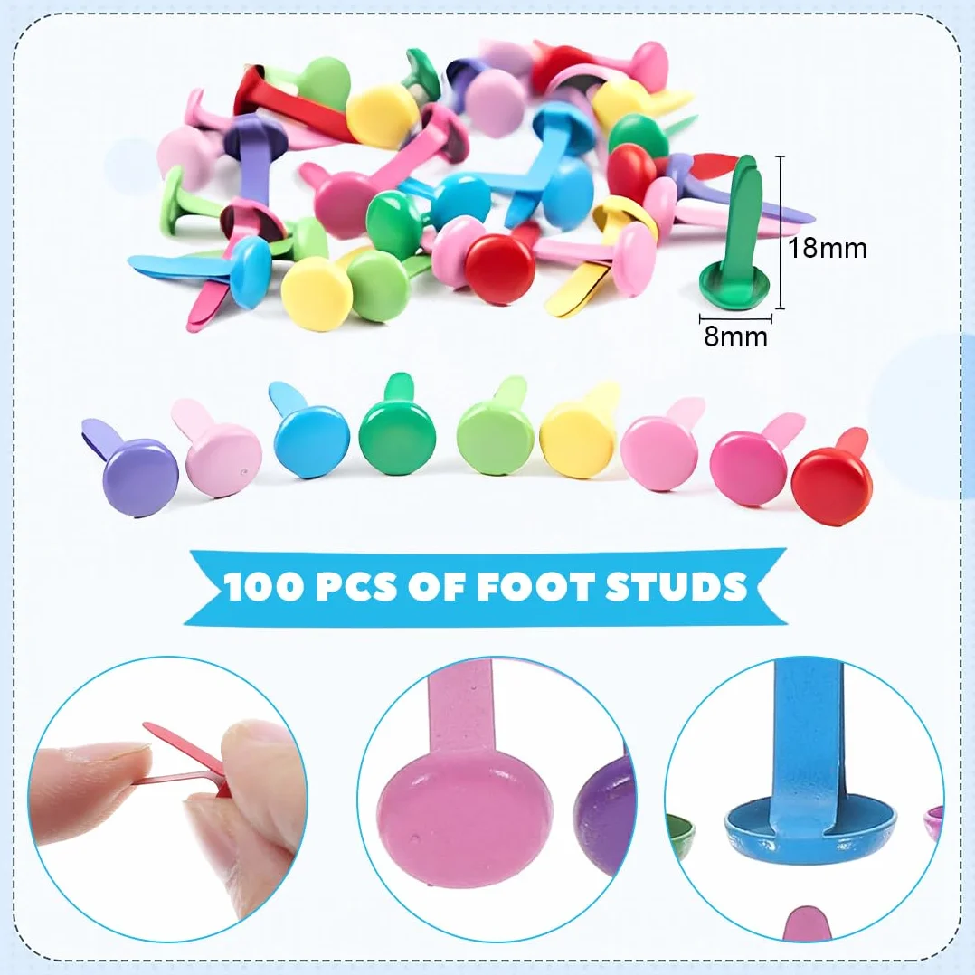 Fermacampioni Piccoli in Metallo 100 Pezzi per Scrapbooking, Chiodi ad Angolo a Due Gambe