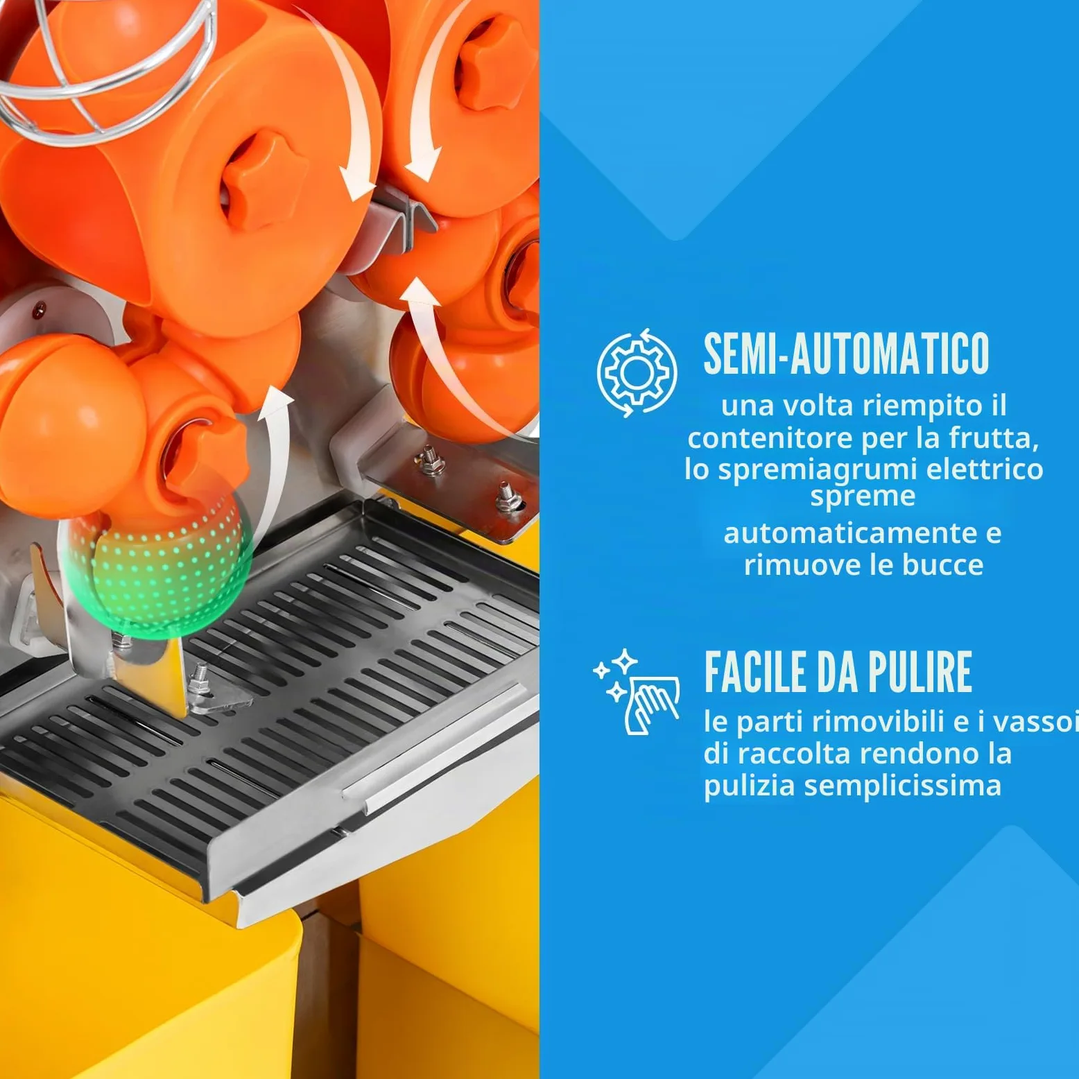 Royal Catering Spremiagrumi elettrico Semiautomatico 120 W 20 arance/min Spremiagrumi elettrico professionale Spremi arance elettrico Spremiagrumi
