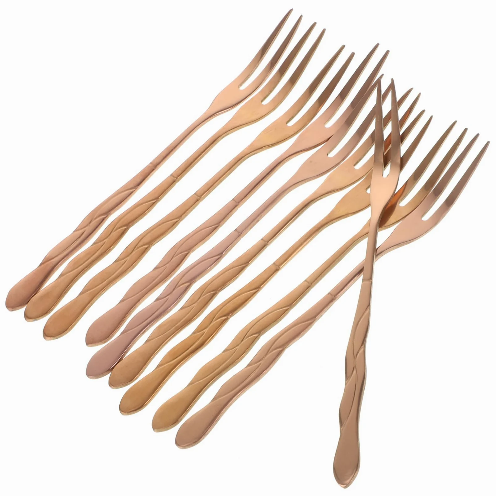 MAGICLULU 20pezzi Forchette Per Frutta Acciaio Inossidabile Doppio Dente Eleganti Forchettine Per Dessert e Insalate Per Feste e Eventi Hotel e Bar Oro Rosa