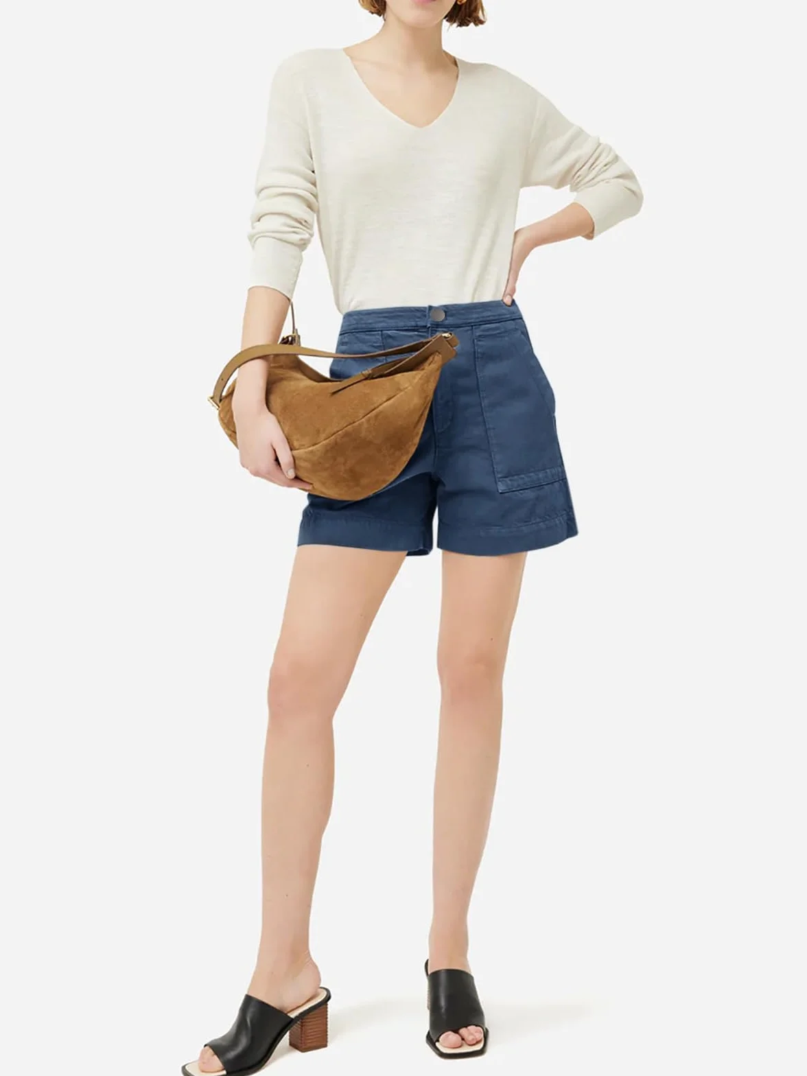 Cicy Bell Jeans estivi da donna, pantaloni corti in denim, a vita alta, larghi, con tasche