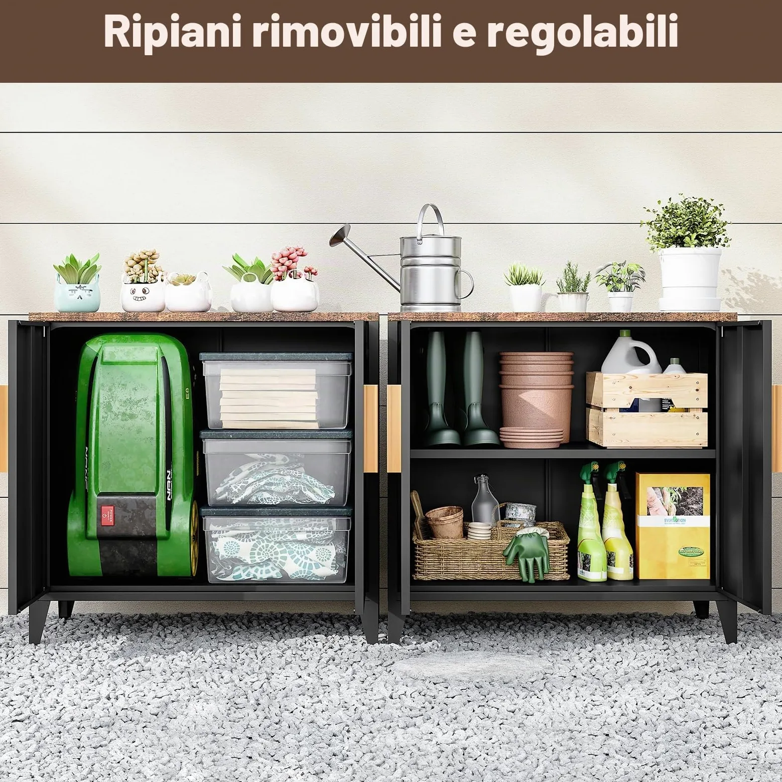 Sightlife Armadio in metallo, mobili da esterno, credenza in metallo, da cucina, da balcone, da giardino, da corridoio, ripiano regolabile, 40 x 80 x 76 cm