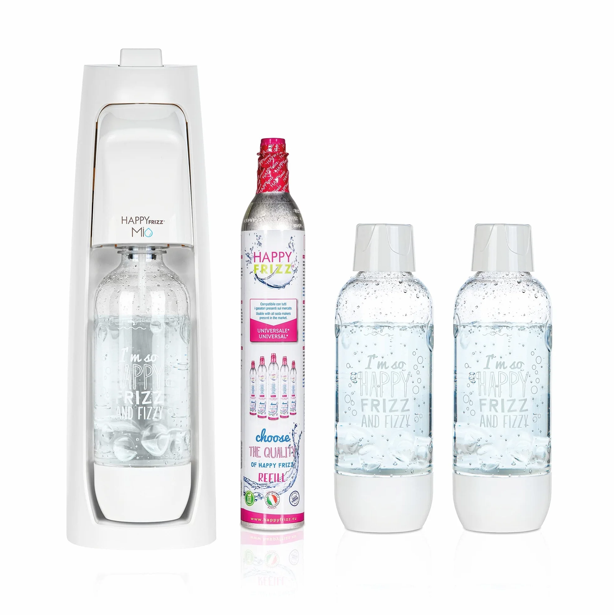 Happy Frizz GASATORE Mio Bianco Opaco - MEGAPACK - (gasatore + 3 Bottiglie Bianche)