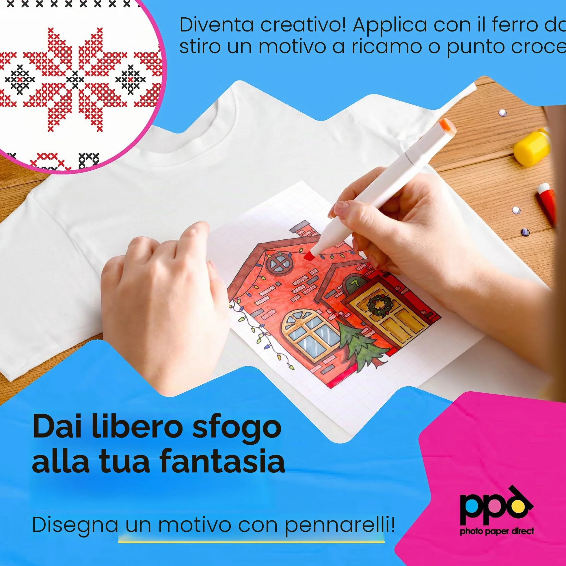 PPD A4 20 Fogli Di Carta Trasferibile Termoadesiva Per Inkjet - T-Shirt E Tessuti Chiari - PPD-1-20