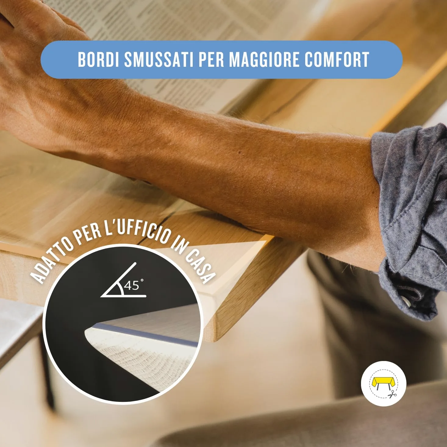 Trente Pellicola per tavolo 110 x 210 cm - spessore 2 mm - protezione da tavolo con bordi smussati, tovaglia trasparente, rettangolare, dimensioni a scelta, pellicola protettiva, lavabile