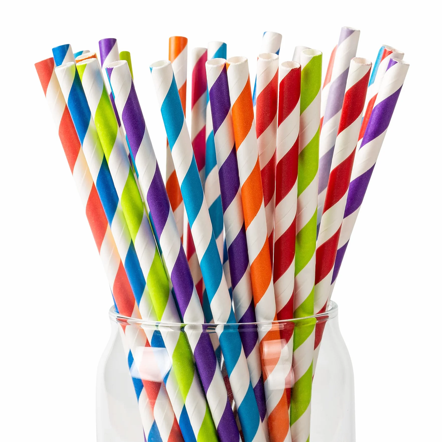 [100 Pezzi] Cannucce di carta per feste 10 colori assortiti, 6x210mm Cannucce colorate per bambini, matrimoni, succo Celebrazioni e Feste