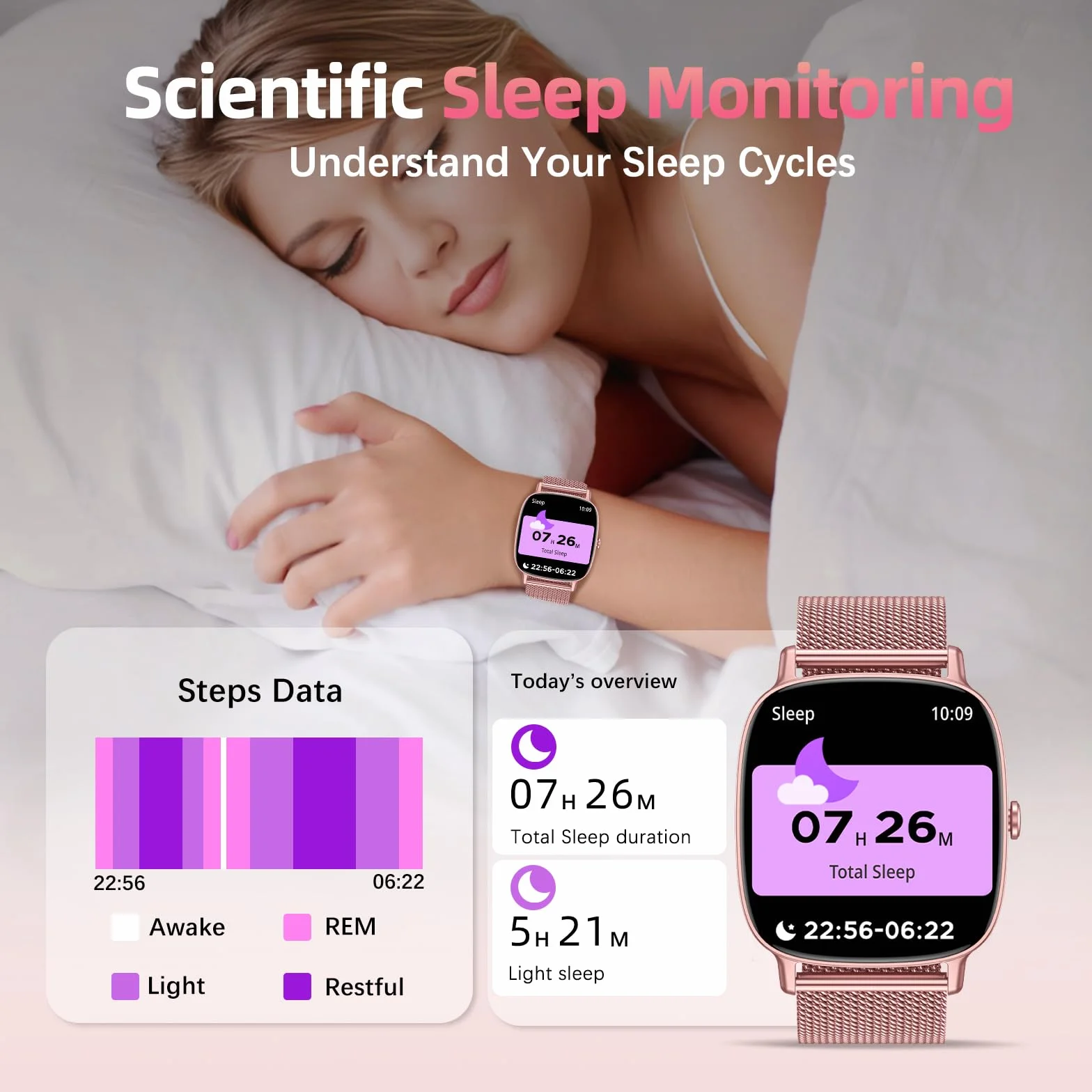 coioc Smartwatch Donna,2 Cinturini,Risposta/Effettuazione Chiamate,Schermo Ultra Nitido1.85'' HD,Fitness Tracker Frequenza Cardiaca/Sonno/SpO2,Compatibile IOS/Android,120+Modalità Sportive,IP68