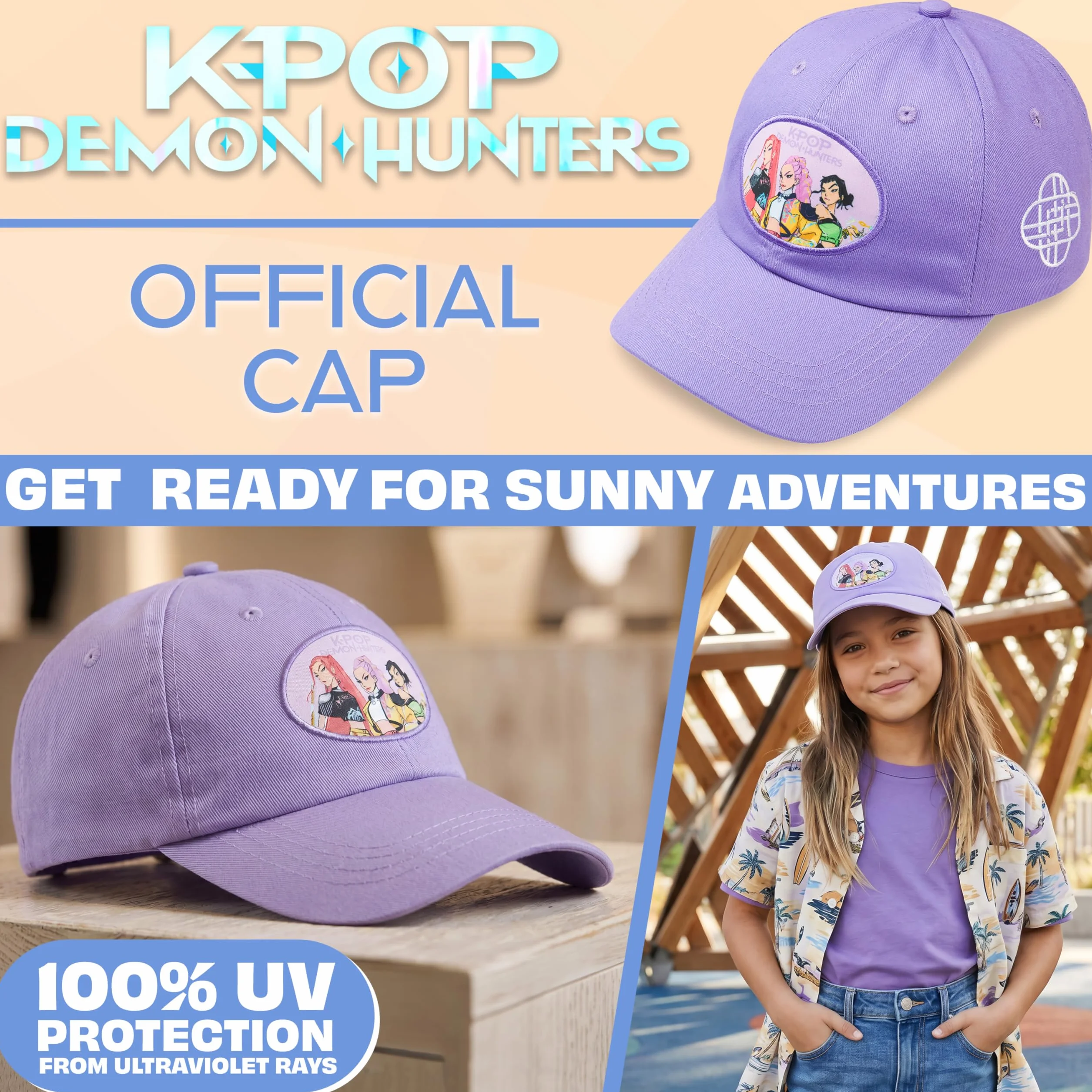 Cappellino Bambina Huntrix Demon Hunters KPOP Regolabile Visiera Scuola Sport Concerto