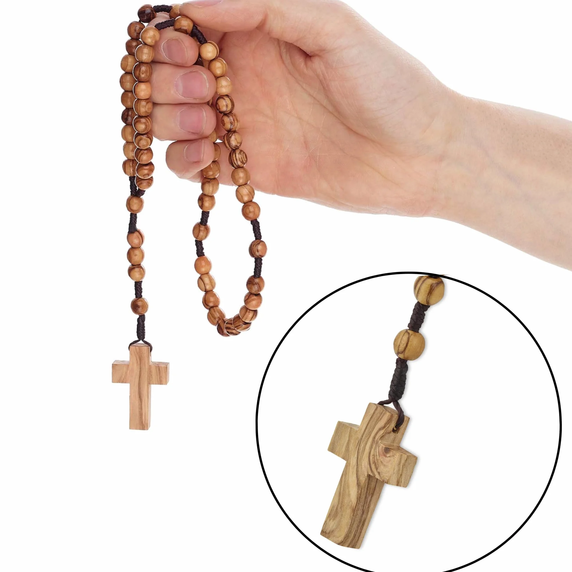 L'autentico rosario da Betlemme con perline in legno di ulivo con sacchetto in cotone