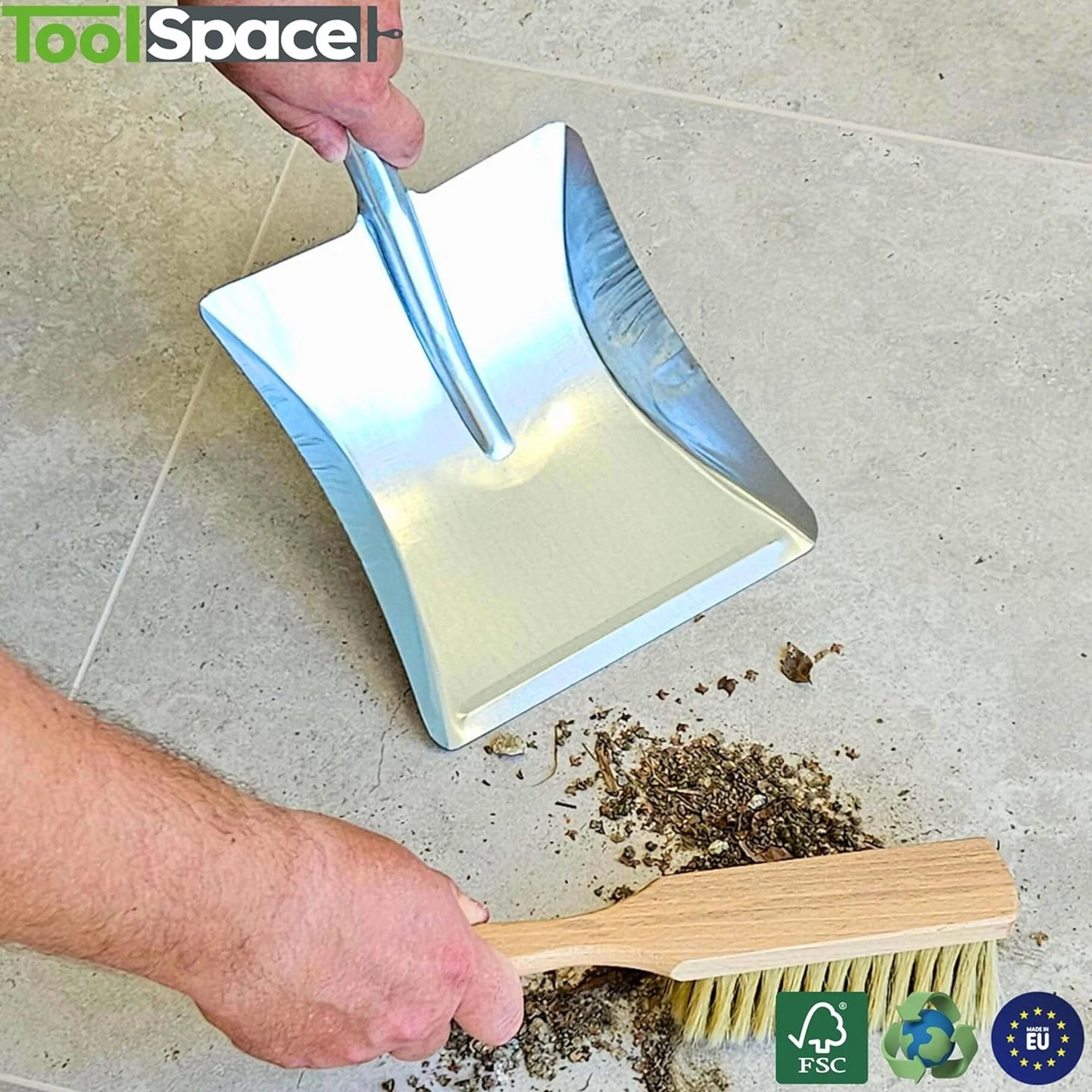 ToolSpace Spazzola in Legno per Sabbia 32 cm - Scopino con Manico Lungo per Camino Carbone Brace Barbecue