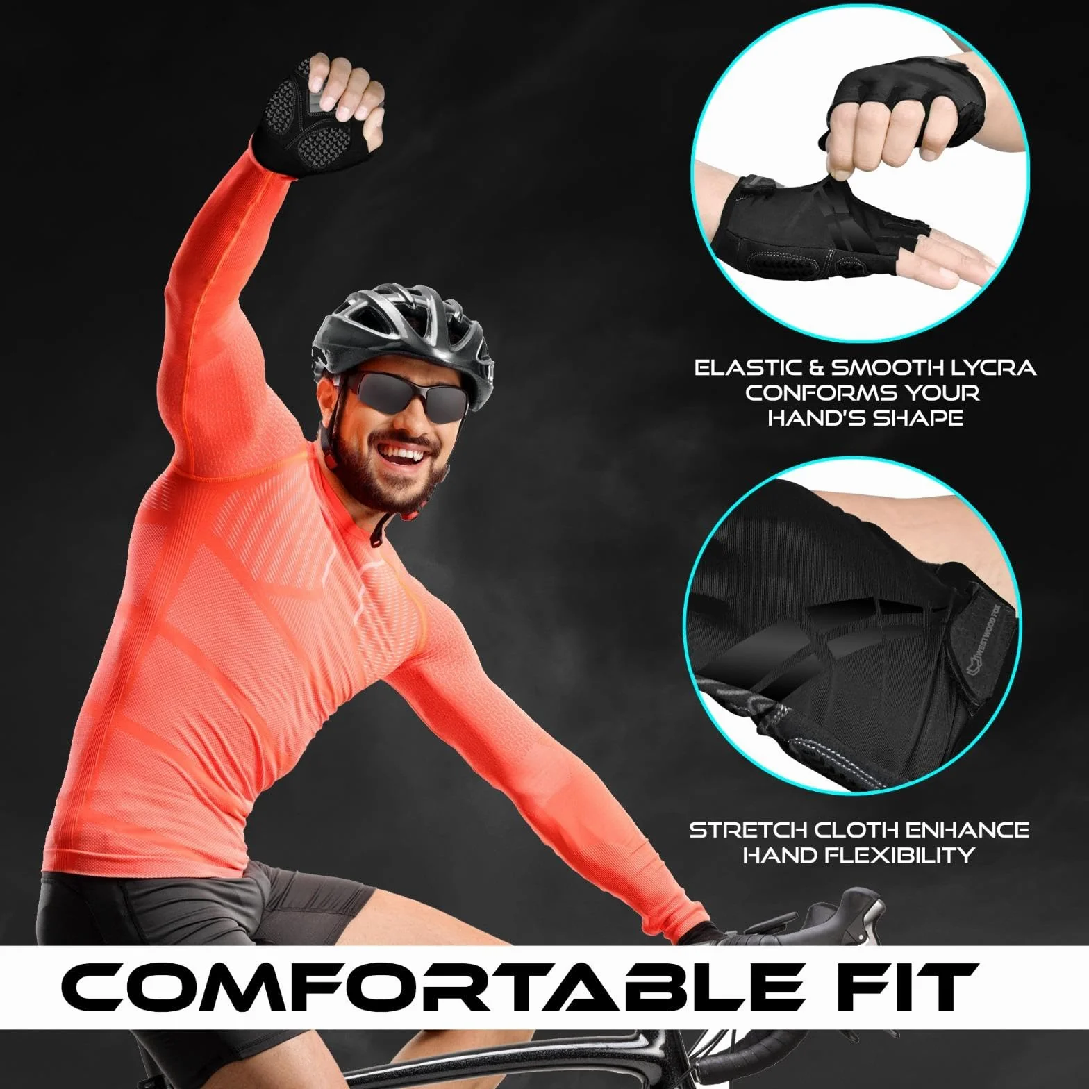 WESTWOOD FOX Guanti da ciclismo Unisex Imbottitura Gel Antiscivolo Traspiranti Assorbimento Urti Estivi Mountain Bike