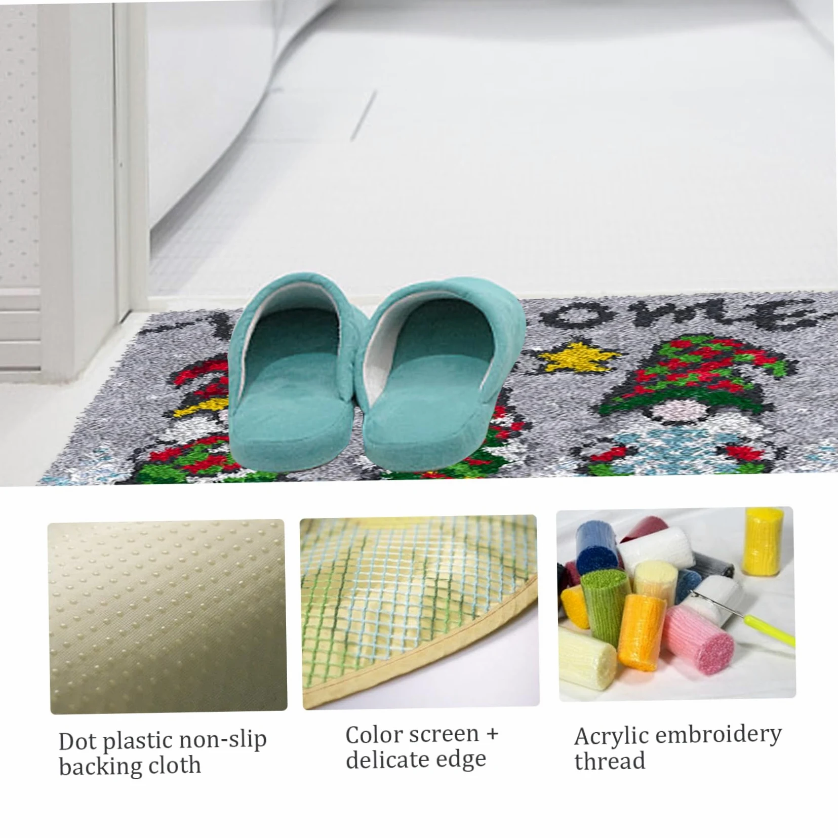 Kit ganci a chiavistello per adulti, kit di arazzi incompiuti stampati di Natale, kit di tappeti per bagno fai -da -te, kit di recitazione da ricamo a tappeto per adulti per bambini principianti