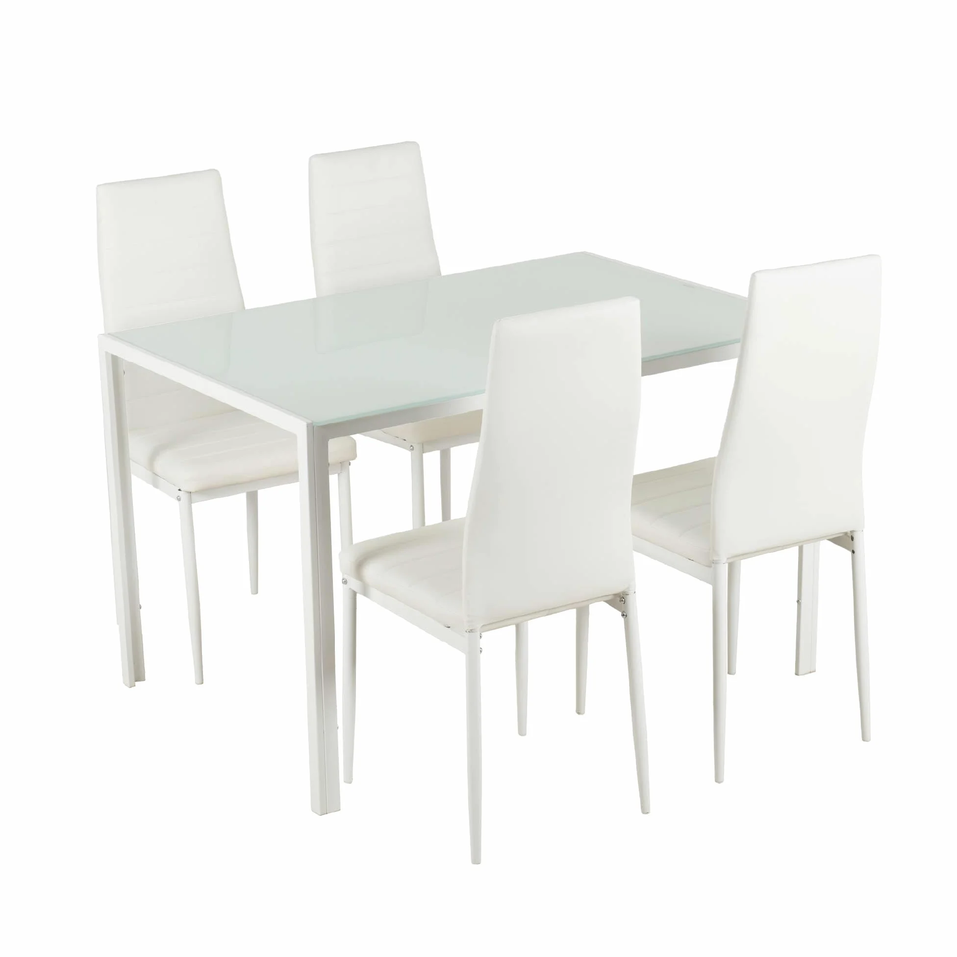 IlGruppone Set Sedie e Tavolo da Pranzo con Ripiano in Vetro Temperato e Sedia Imbottite in Similpelle Nera Design Moderno, 4 o 6 Posti Ideale per Cucina o Soggiorno - Bianco - 4 Posti
