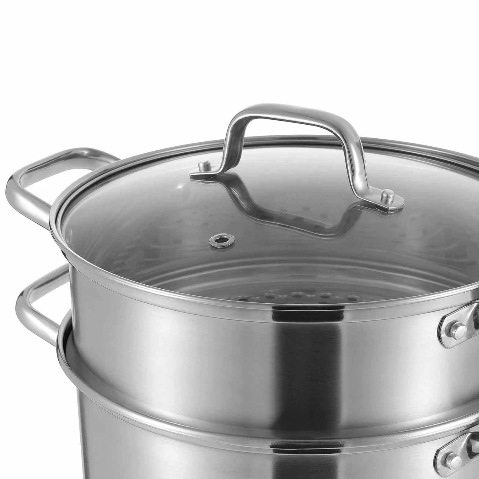 OUKANING Pentola per asparagi e pasta, 8 l, Ø 28 cm, altezza 36 cm, con colino per asparagi, alta con coperchio in vetro, per pasta, patate, verdure
