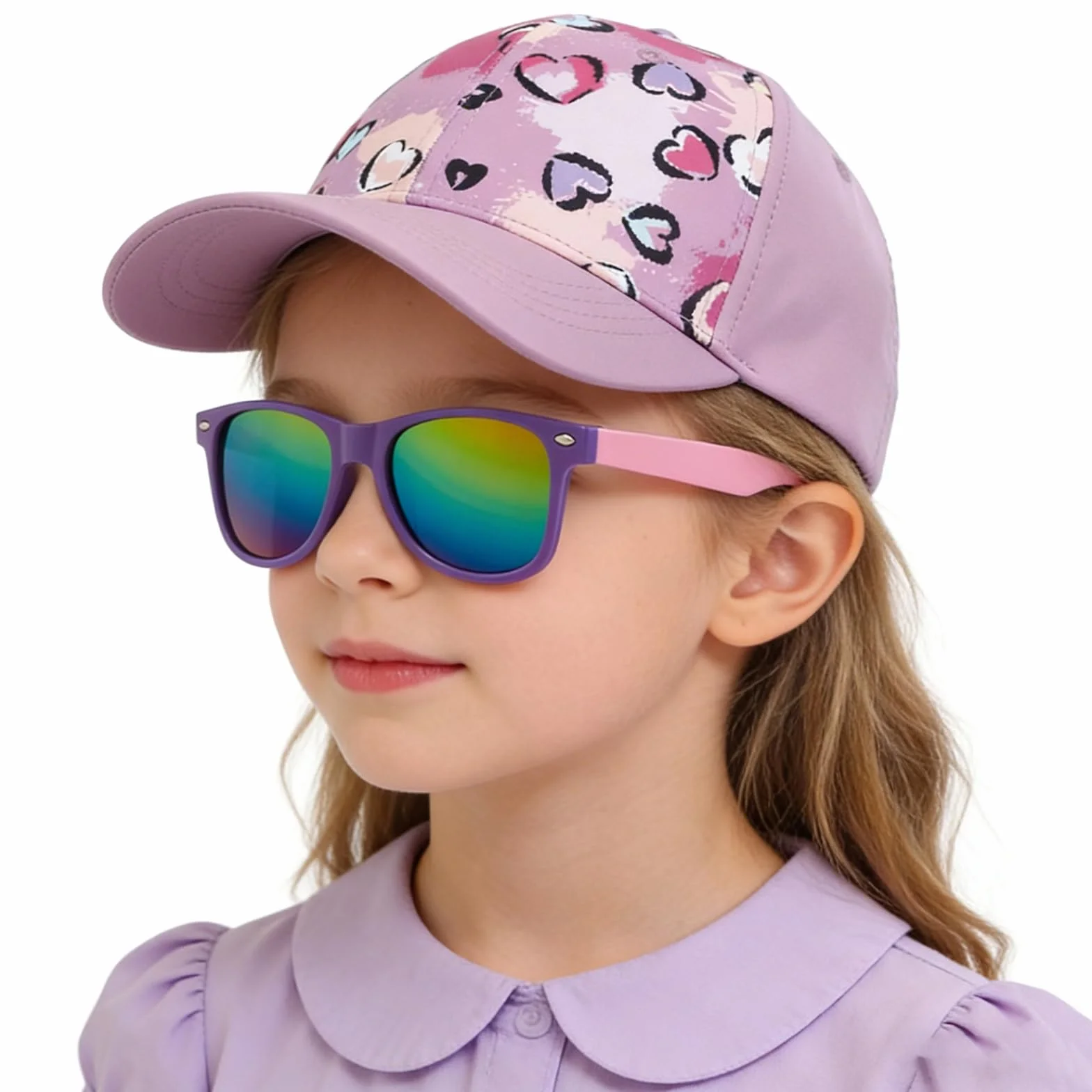 JSTHHTT Cappellini da Baseball per Bambine con Occhiali da Sole Polarizzati Cappellino Bambina Regolabile Traspirante Cappello Baseball Protezione UV Berretto Per Le Ragazze, Sport Negli Sport All'Ape
