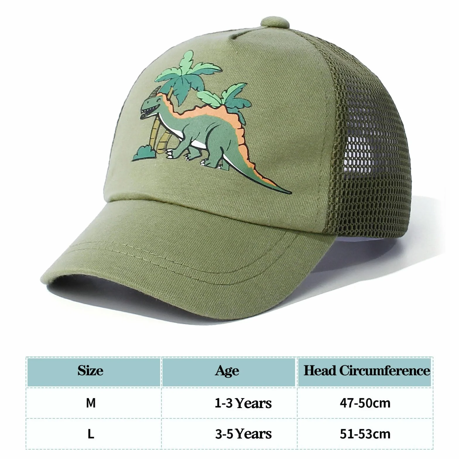 Baby Toddler Baseball Caps Cappelli da Sole Regolabili Dinosauro Bambini Ragazzi Ragazze