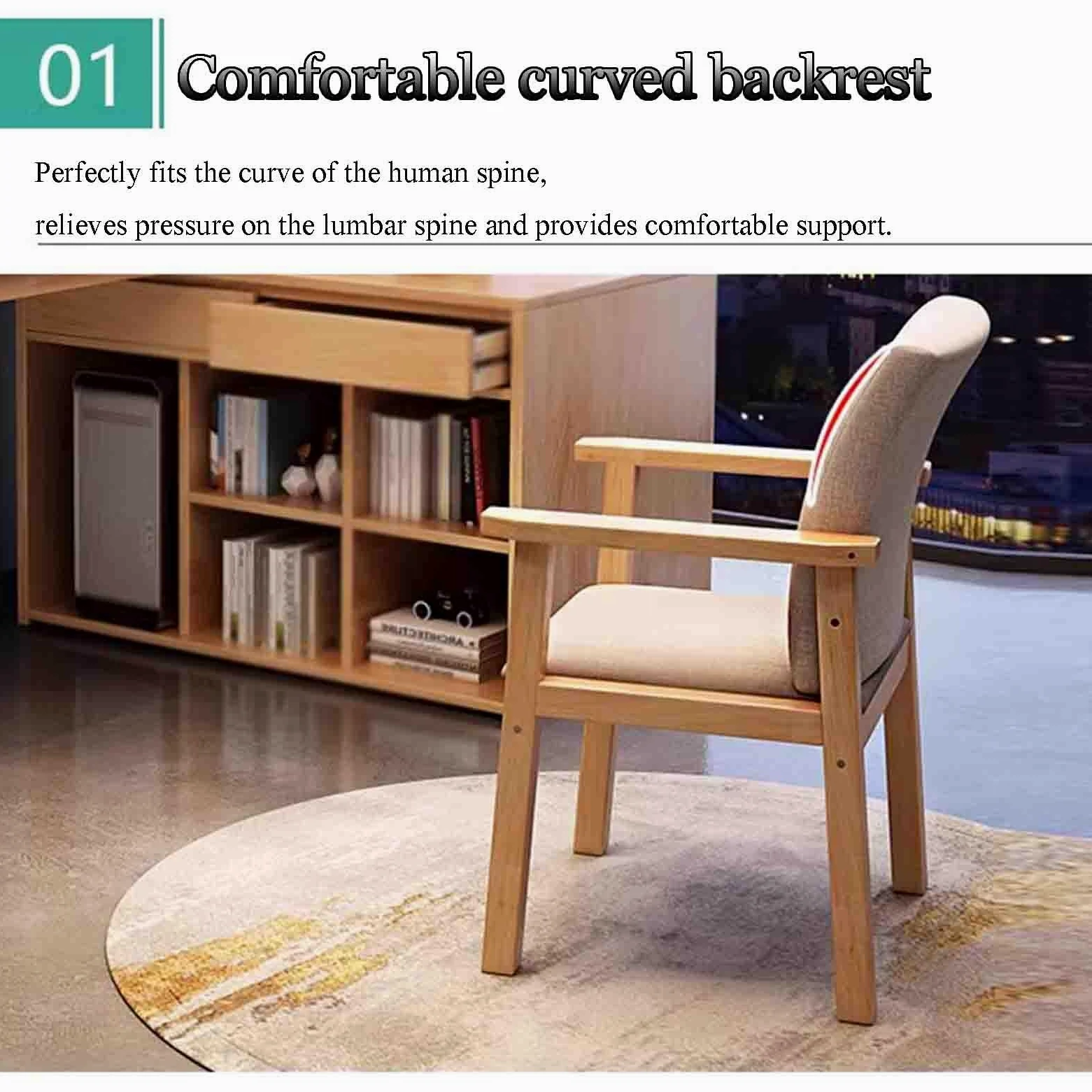 Poltrona ergonomica in legno massello Sedia da ufficio per la casa Sedia da studio per bambini Sedia da computer Sedia da pranzo semplice Levigatura liscia Comfort di seduta Nessun odore (Color : Wal