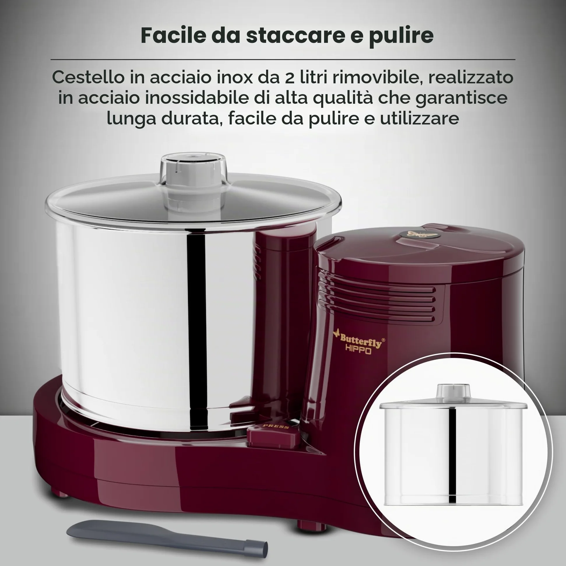 Butterfly Hippo Macinino Bagnato da Tavolo, 2 L (Ciliegia)