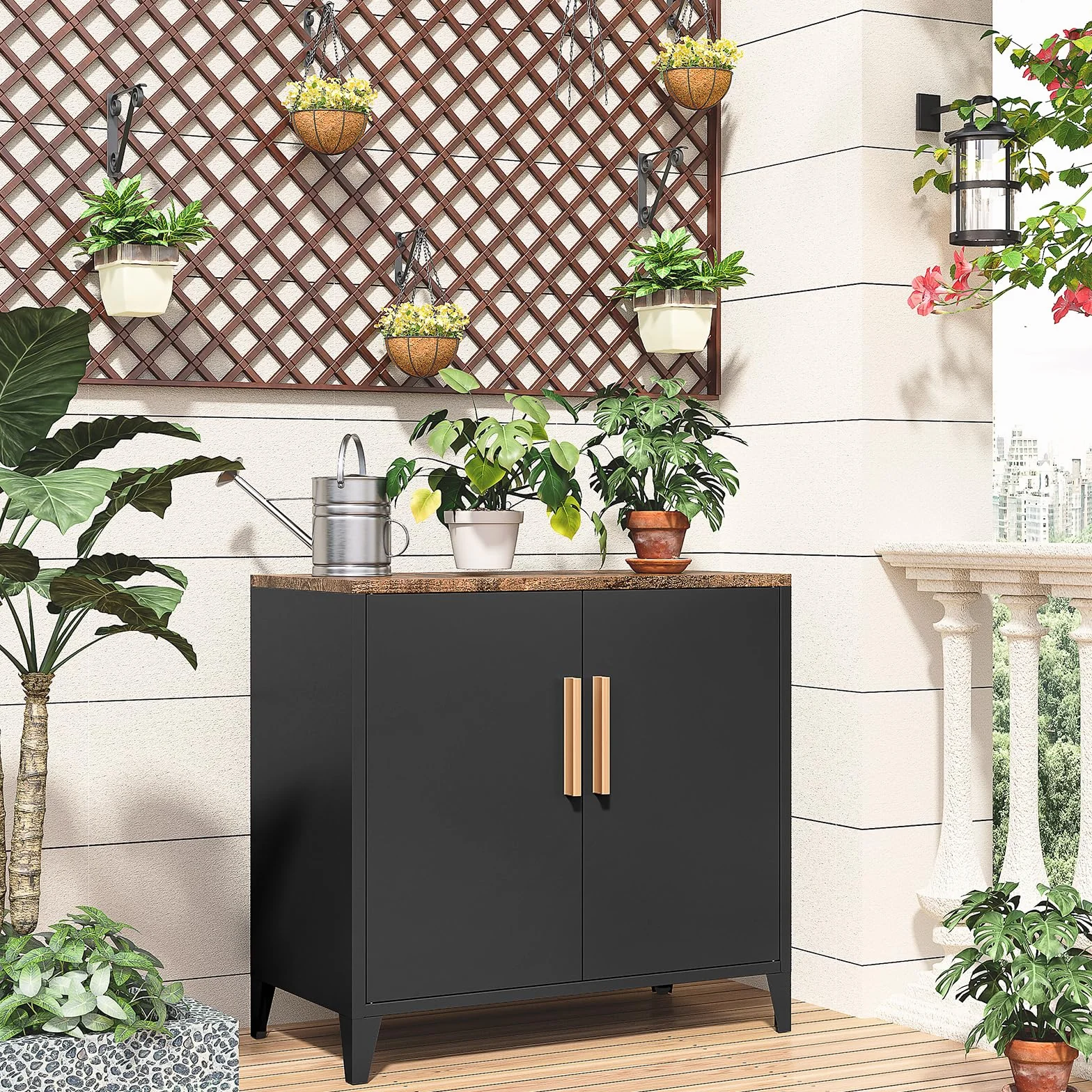 Sightlife Armadio in metallo, mobili da esterno, credenza in metallo, da cucina, da balcone, da giardino, da corridoio, ripiano regolabile, 40 x 80 x 76 cm