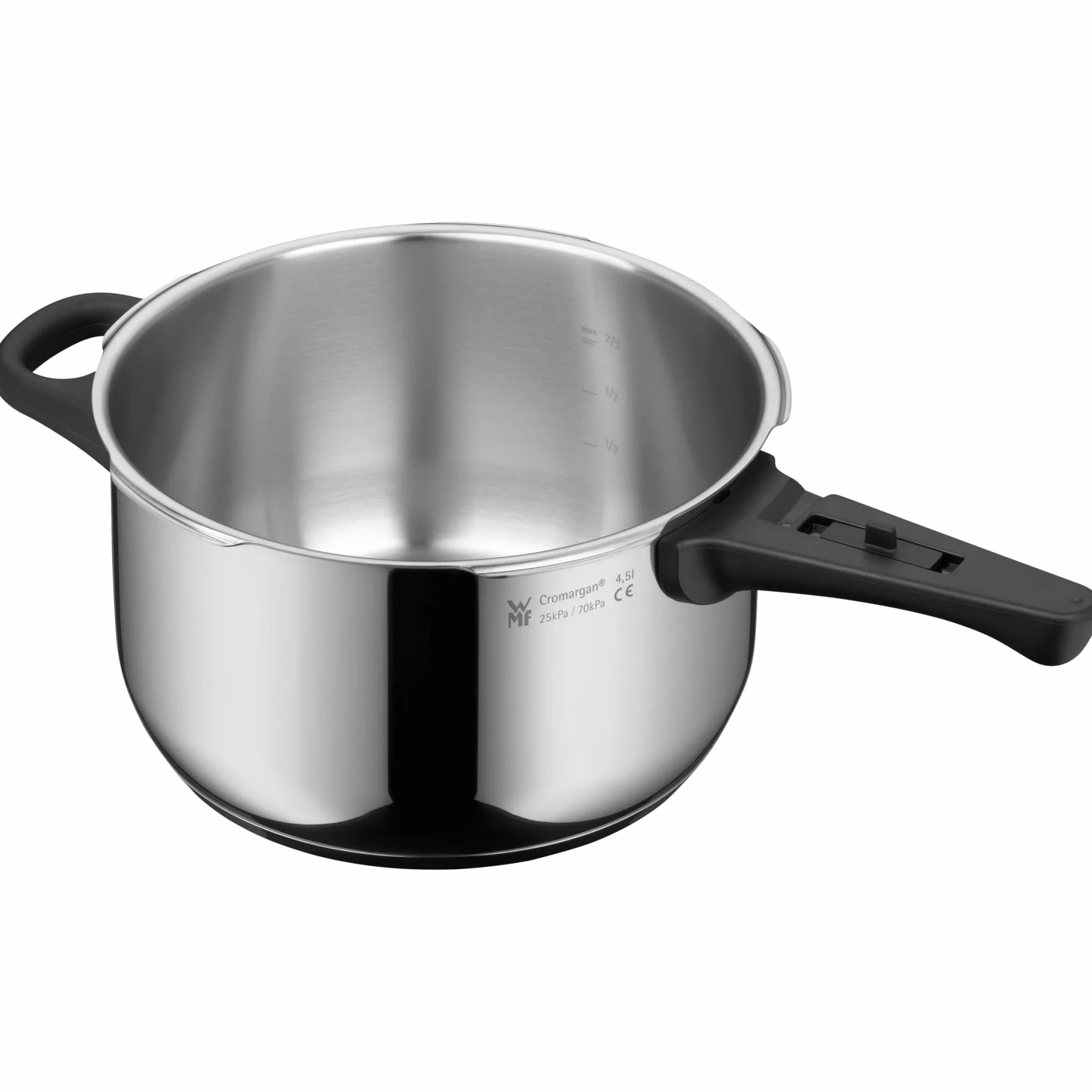 WMF Perfect One Pot - Pentola a pressione a induzione da 4,5 l, pentola a vapore, grande segnale di cottura, 2 livelli di cottura, manico rimovibile del coperchio in acciaio inox Cromargan