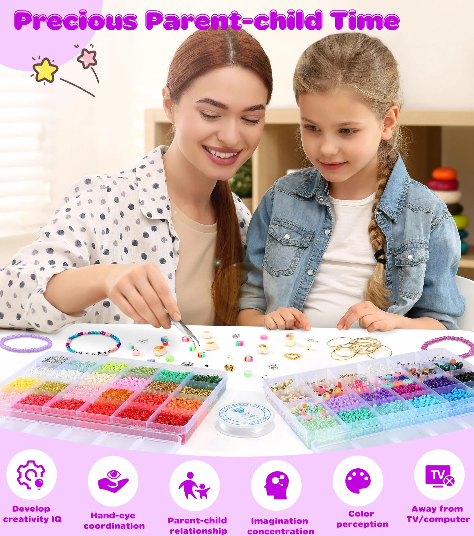 19000 Perline per Braccialetti, 36 Colori Bigiotteria Fai Da Te, Set Braccialetti Bambina, Perles d'Argile