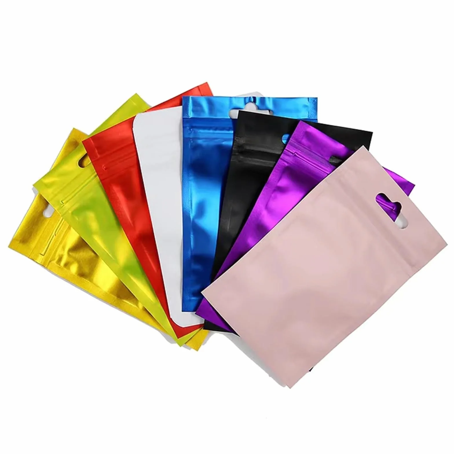 Sacchetti piatti con chiusura a zip, Buste piatte con chiusura a zip in foglio di alluminio, 100 pezzi, multicolori, dimensioni multiple(Black,16X24CM OTHER)