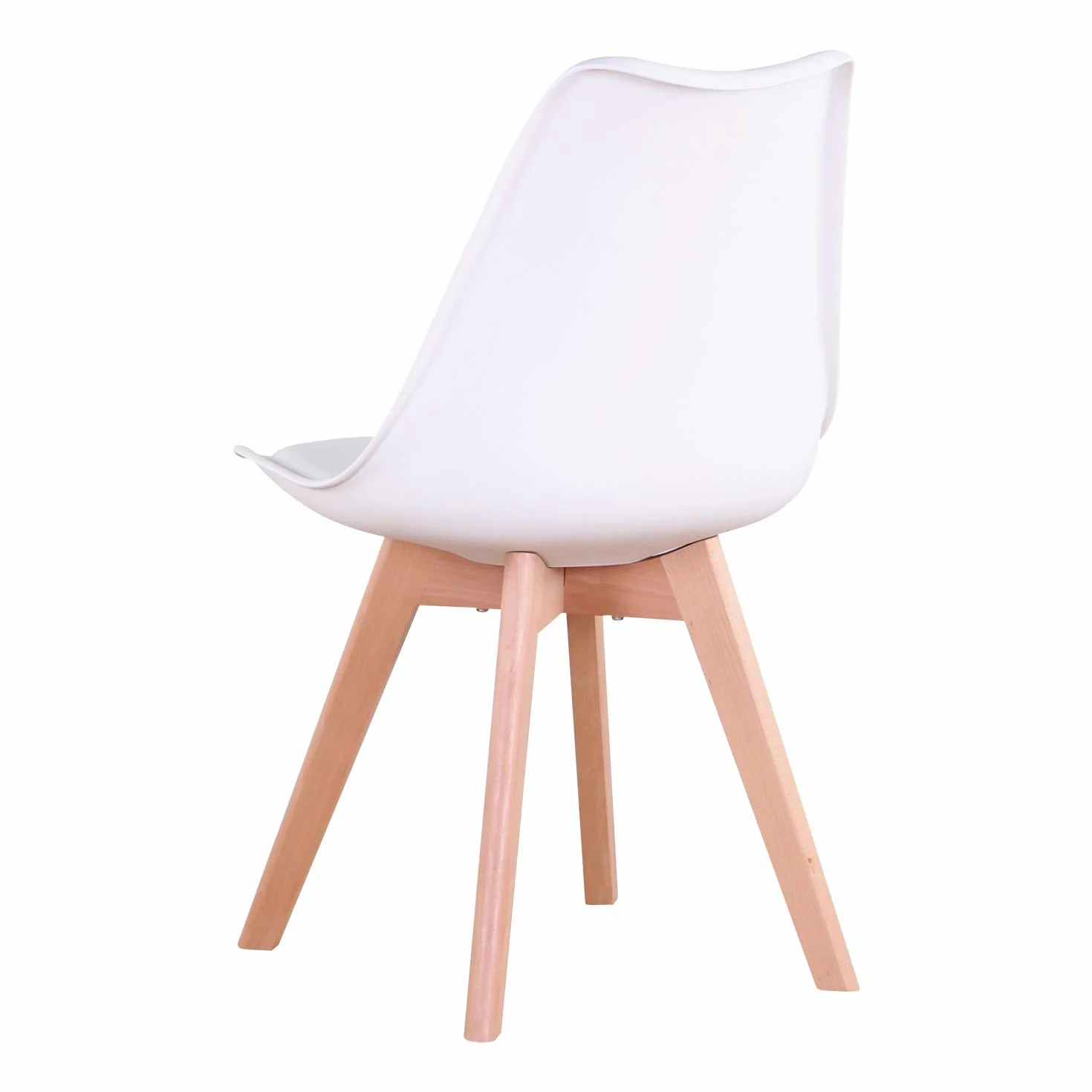Set di 8 Sedie da Pranzo con Seduta Imbottita e Gambe in Legno di Faggio, ideali per Sala da Pranzo, Cucina, Soggiorno, Camera da Letto, Colore: Bianco