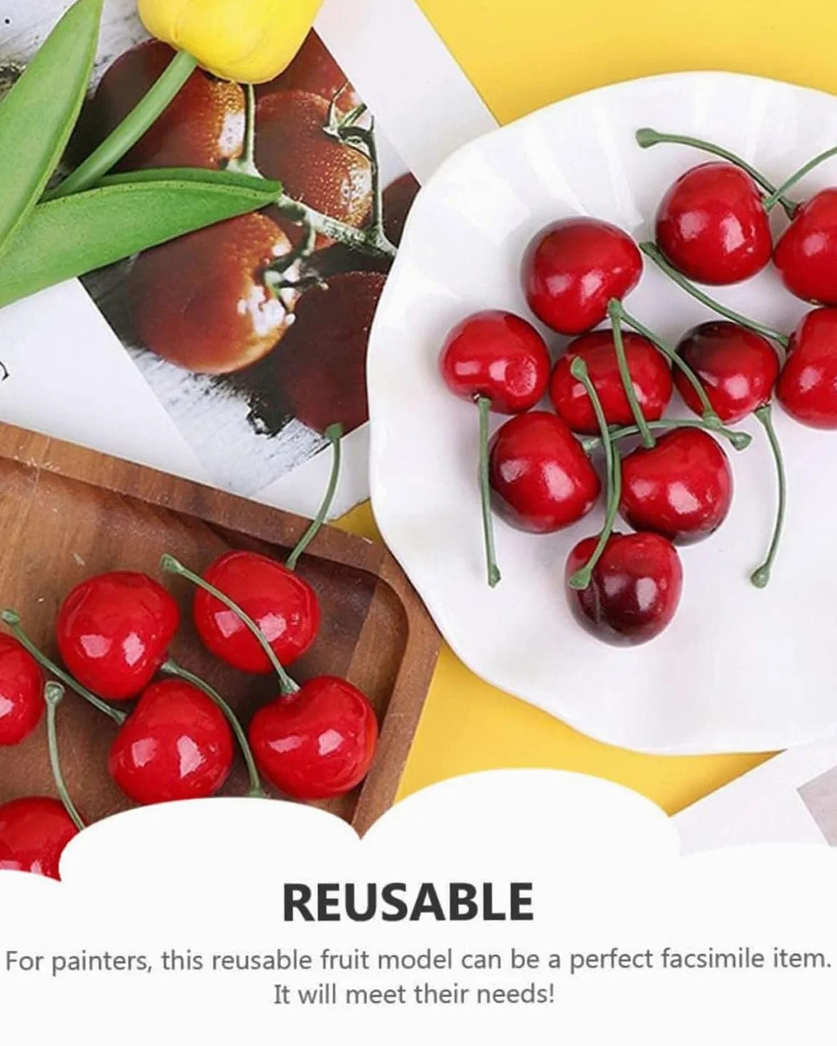 Ciliegie Artificiali 20 Pezzi Decorazione Frutta Finta Realistica per Casa Cucina
