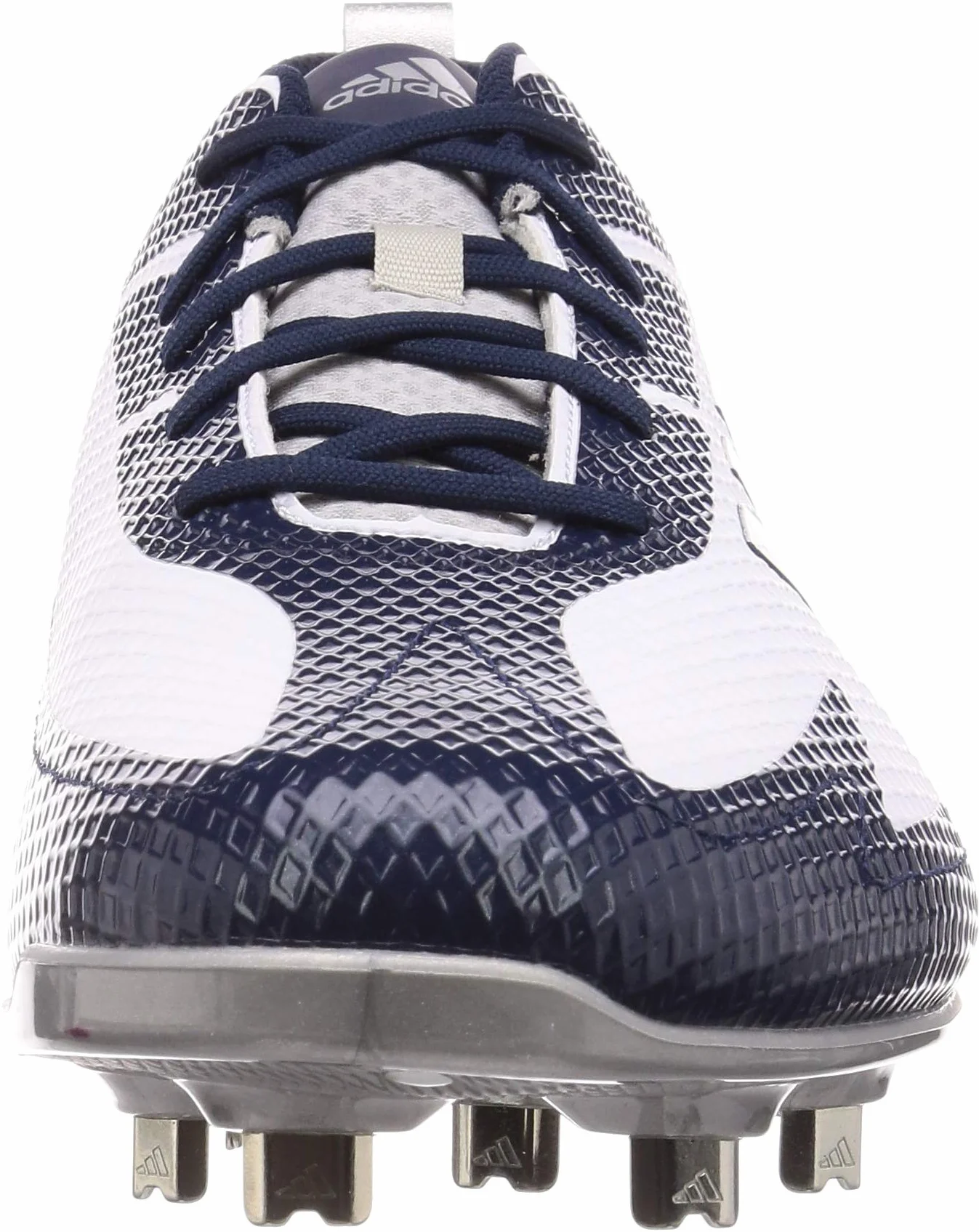 adidas Adizero Stabile Scarpe da Baseball Basse Tacchetti Metallo, Bianco Navy Argento, 40 2/3 EU