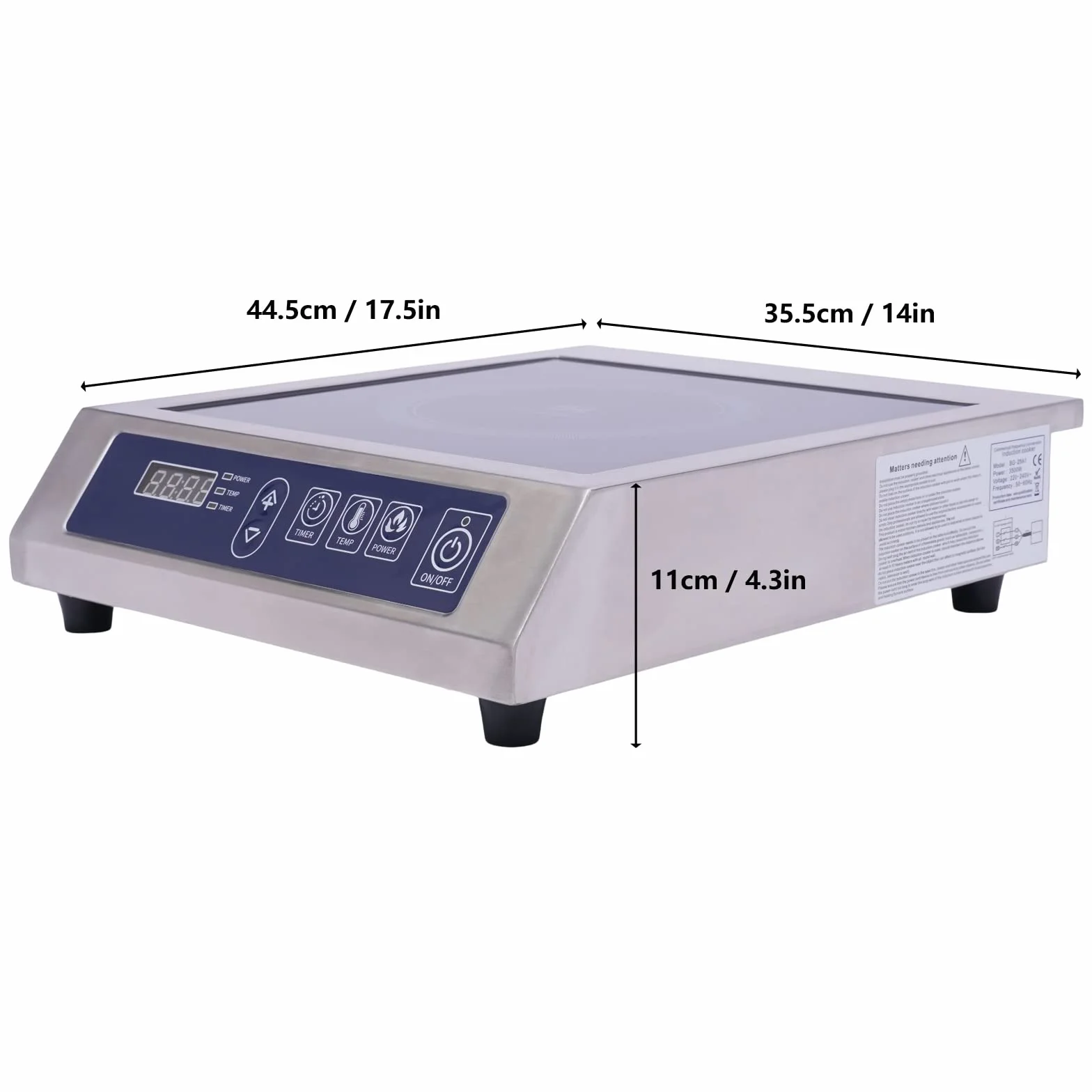 Piano cottura a induzione professionale 3500 W (35 cm) – fornello a induzione con display digitale – spina europea 220 V – regolazione della potenza 10 livelli – ideale per ristorante, cucina e