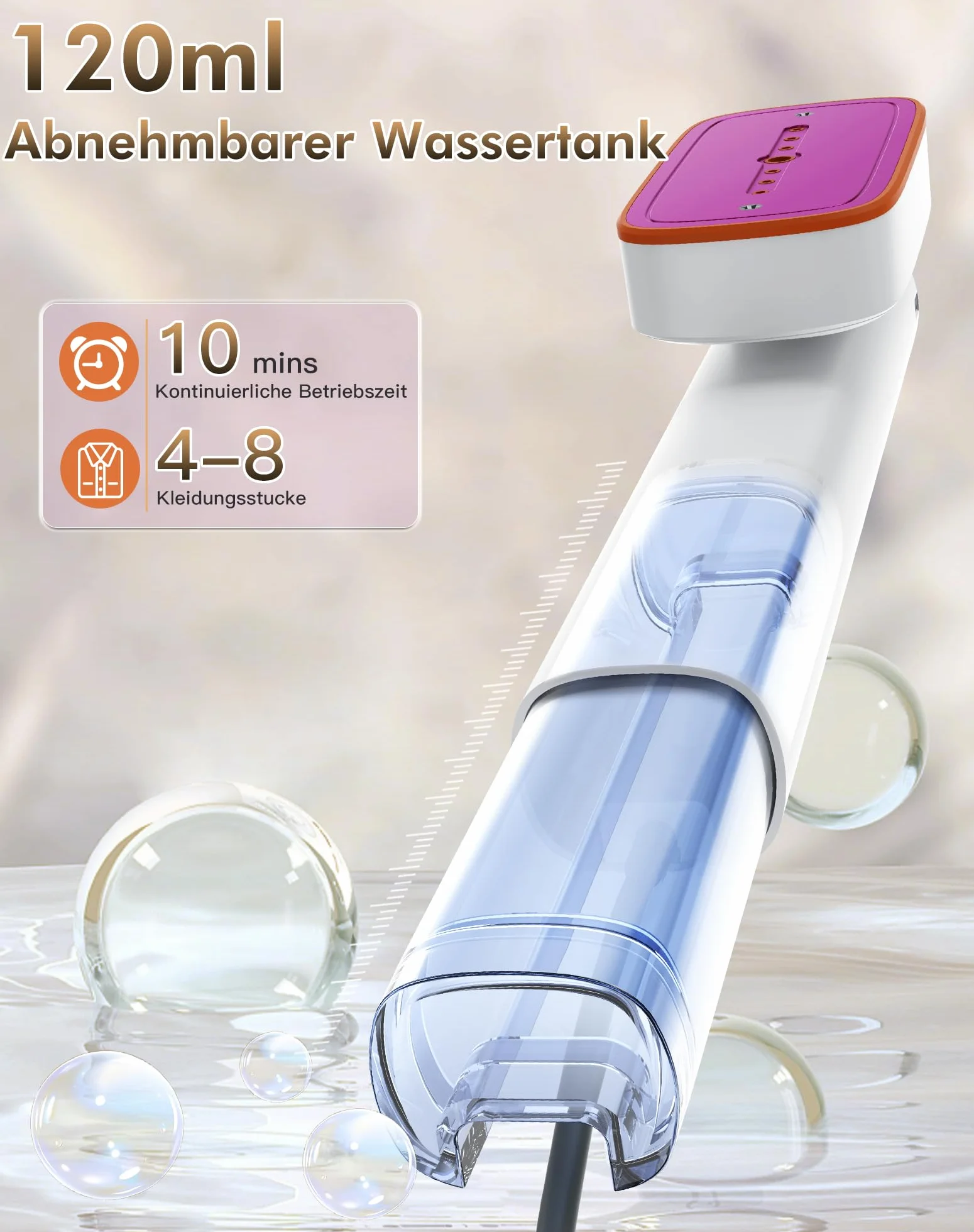 Ferro da stiro verticale 1200W 2 in 1 Bianco serbatoio 120 ml vapore 22 g/min