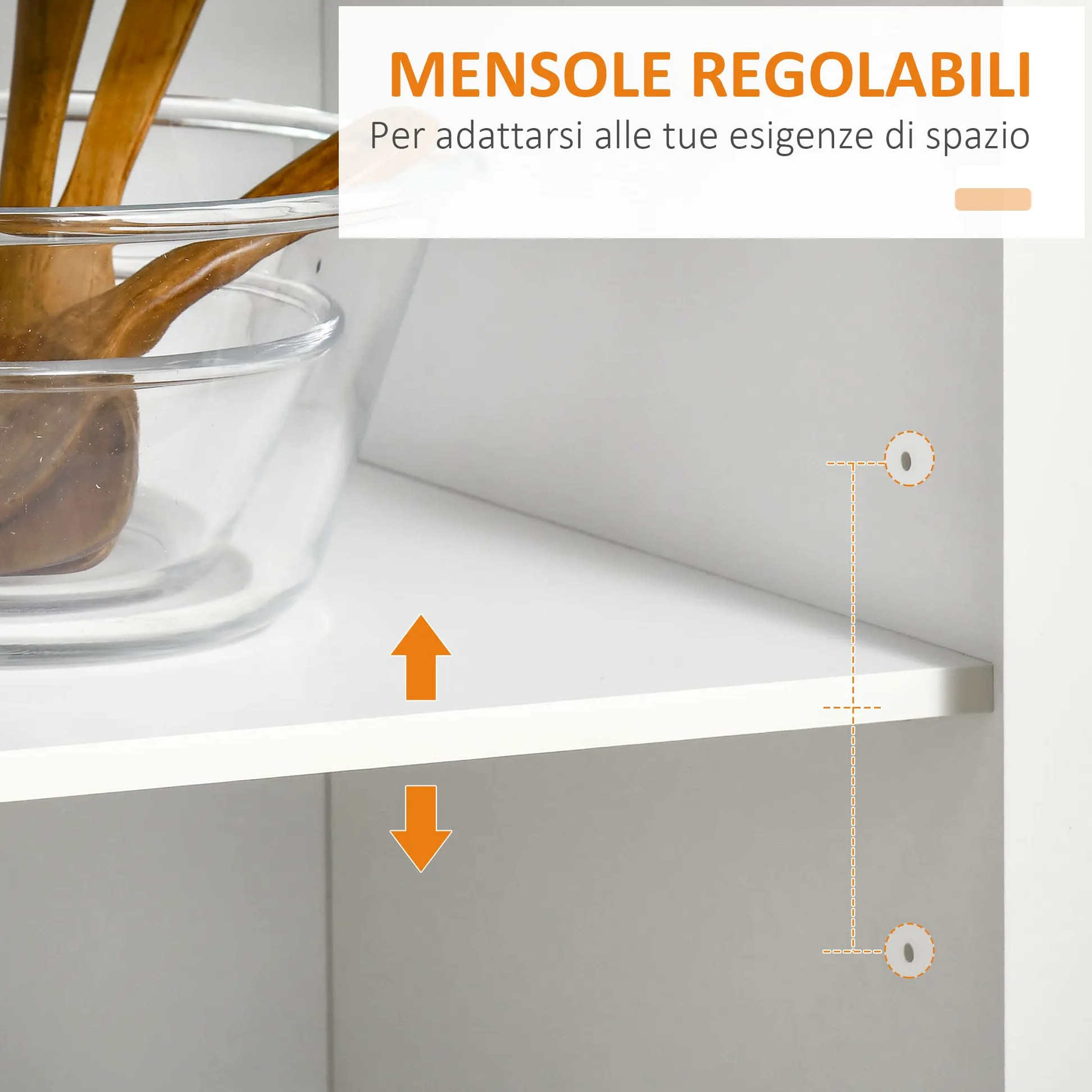 HOMCOM Isola Cucina con Piano di Lavoro in Legno di Caucciù, Carrello Cucina con Ruote, 2 Cassetti, Armadietto, Ripiani Regolabili e Porta Asciughini, in Legno MDF, 104x46x91cm, Bianco