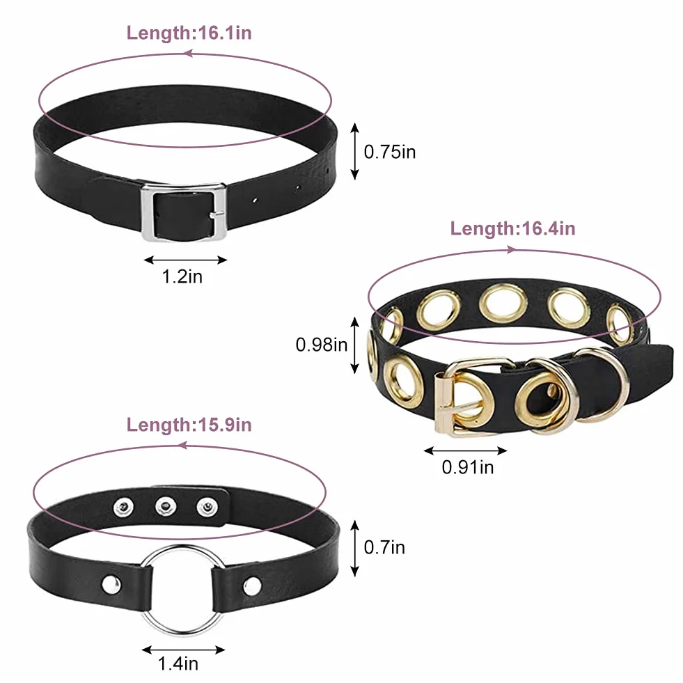 Choker Gothic Regolabile Pu Necklace Collana Girocollo In Pelle Da Uomo E Donna Nero