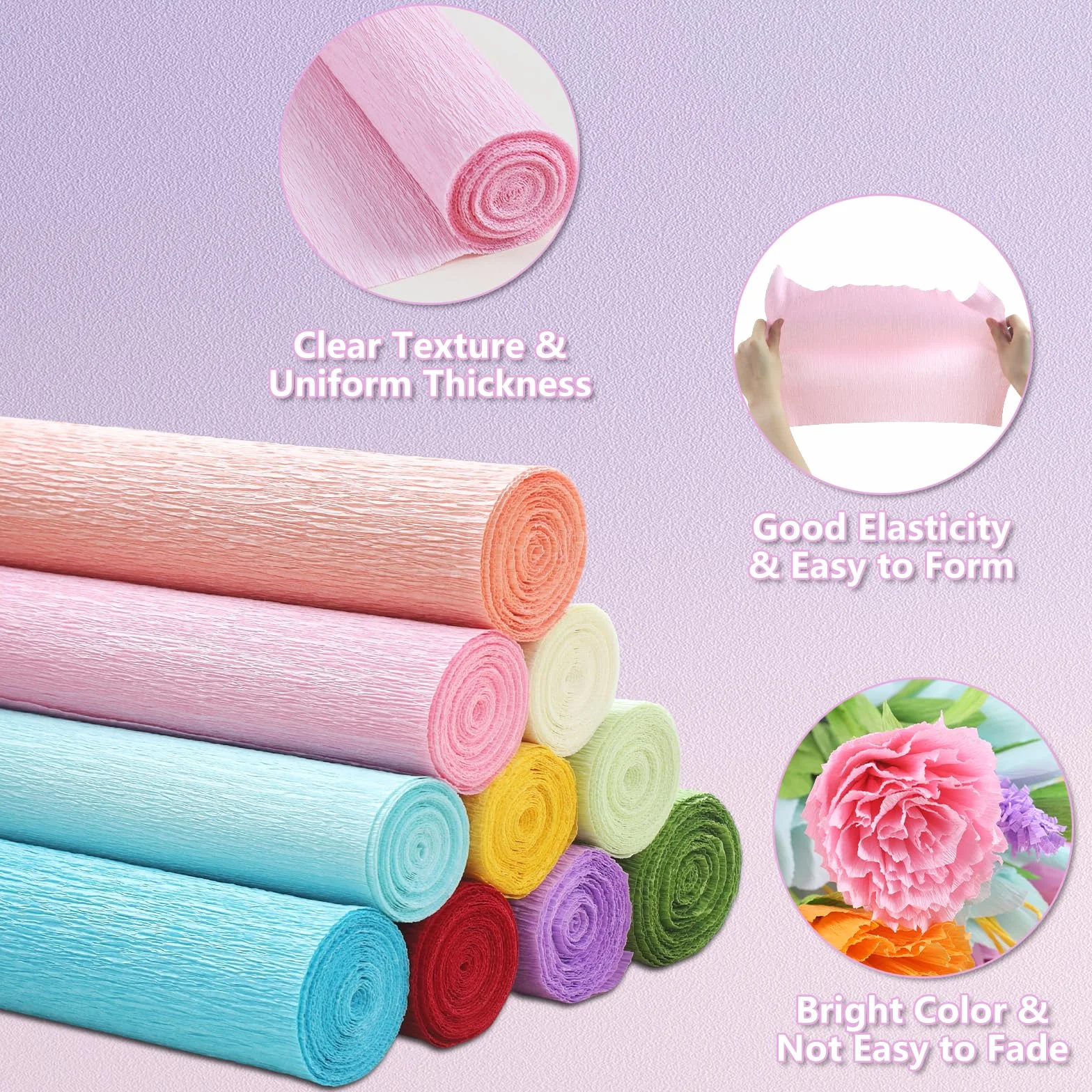 Carta Crespa Colorata 10 Rotoli Decorativa Fai Da Te per Festa