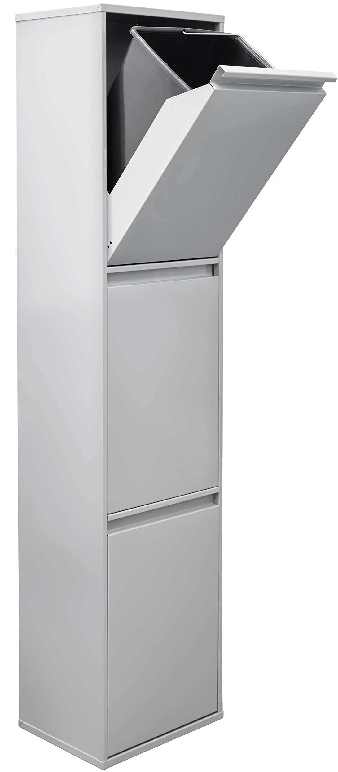 Arregui Basic CR302-B Pattumiera Differenziata 3 Scomparti | 3x 17L (51L) | Contenitore in Acciaio da Interno | Mobile per Raccolta Differenziata | Cestino per Spazzatura da Cucina e Ufficio | Grigio