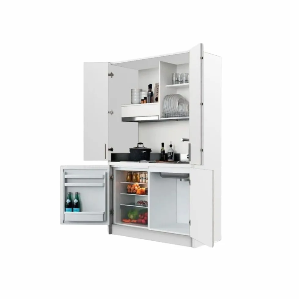 Cucina salvaspazio a scomparsa Fold Evolution colore bianco e elettrodomestici inclusi 125x62x208H