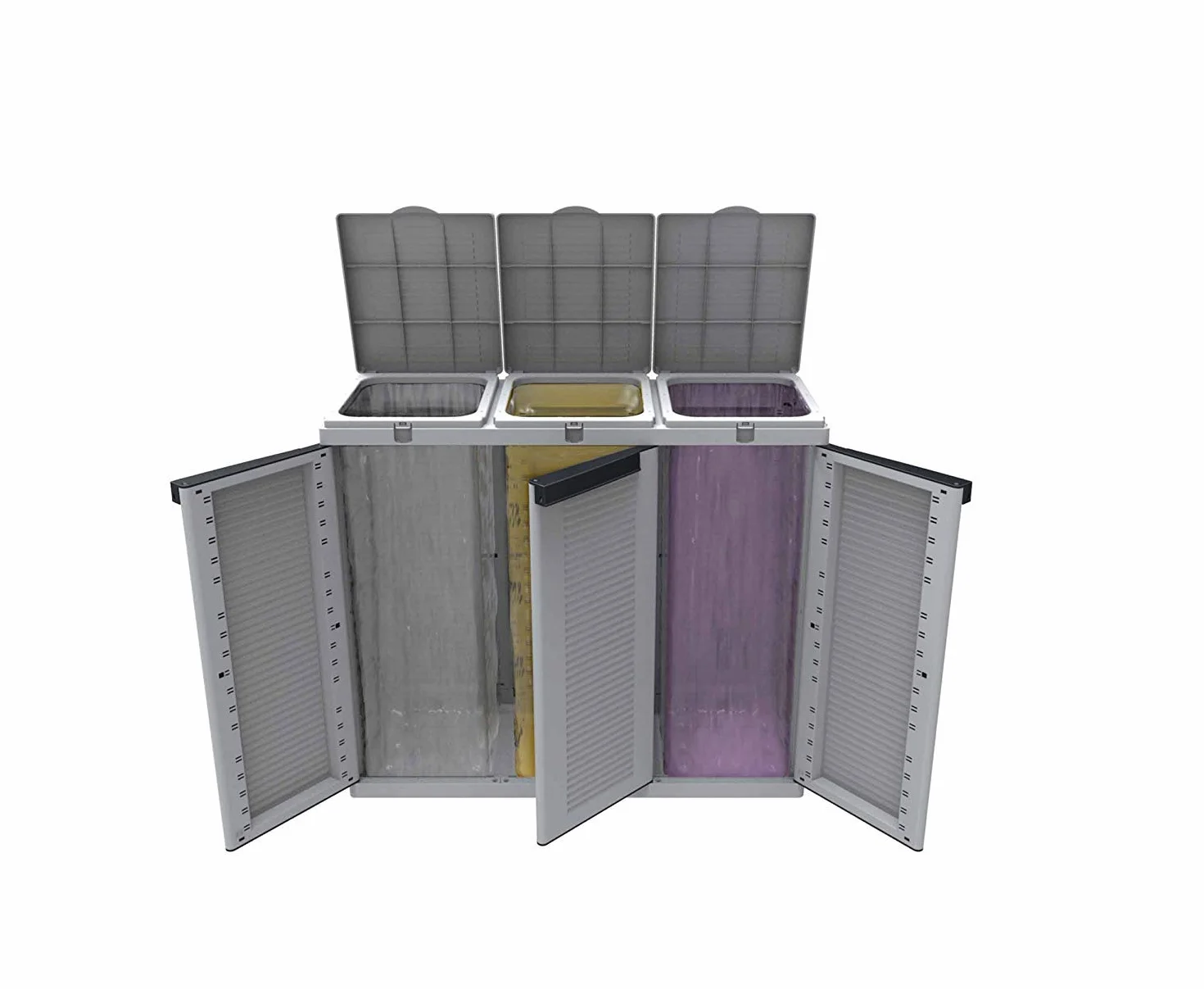 Terry, Ecocab 3, Armadietto per la Raccolta Differenziata, da Interno Esterno, 3 vani separati. Materiale: Plastica, Dimensioni: 102x39x88,7 cm