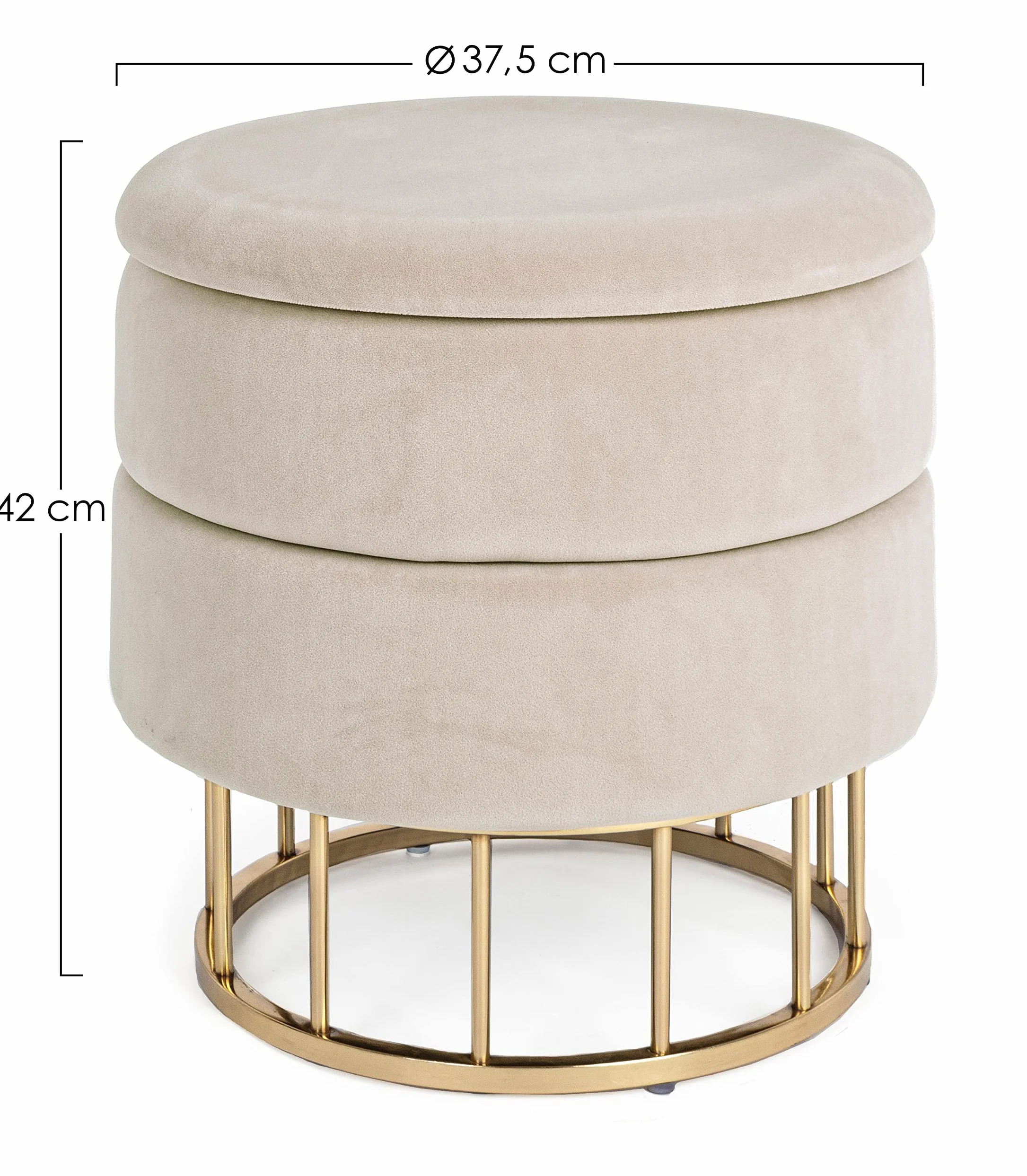 KONTE.DESIGN Pouf contenitore PAVLINA , tessuto effetto velluto Beige