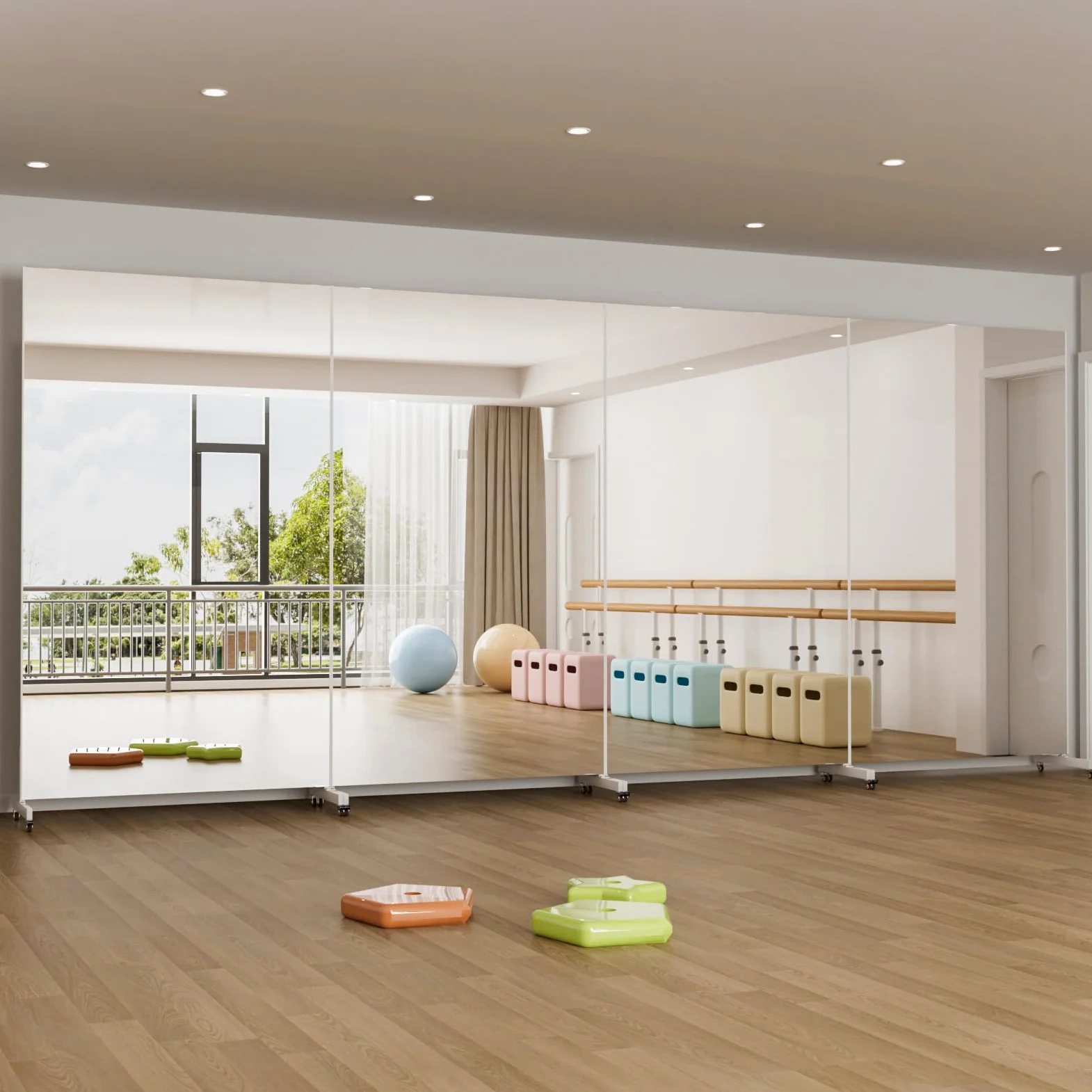 brisafe Specchio Palestra Grande, 120 x 200 cm Specchio da Terra Moderno con Base a Ruote, Nano-Specchio, Super Leggero e Infrangibile per Yoga, Terapia, Spogliatoio, Nero
