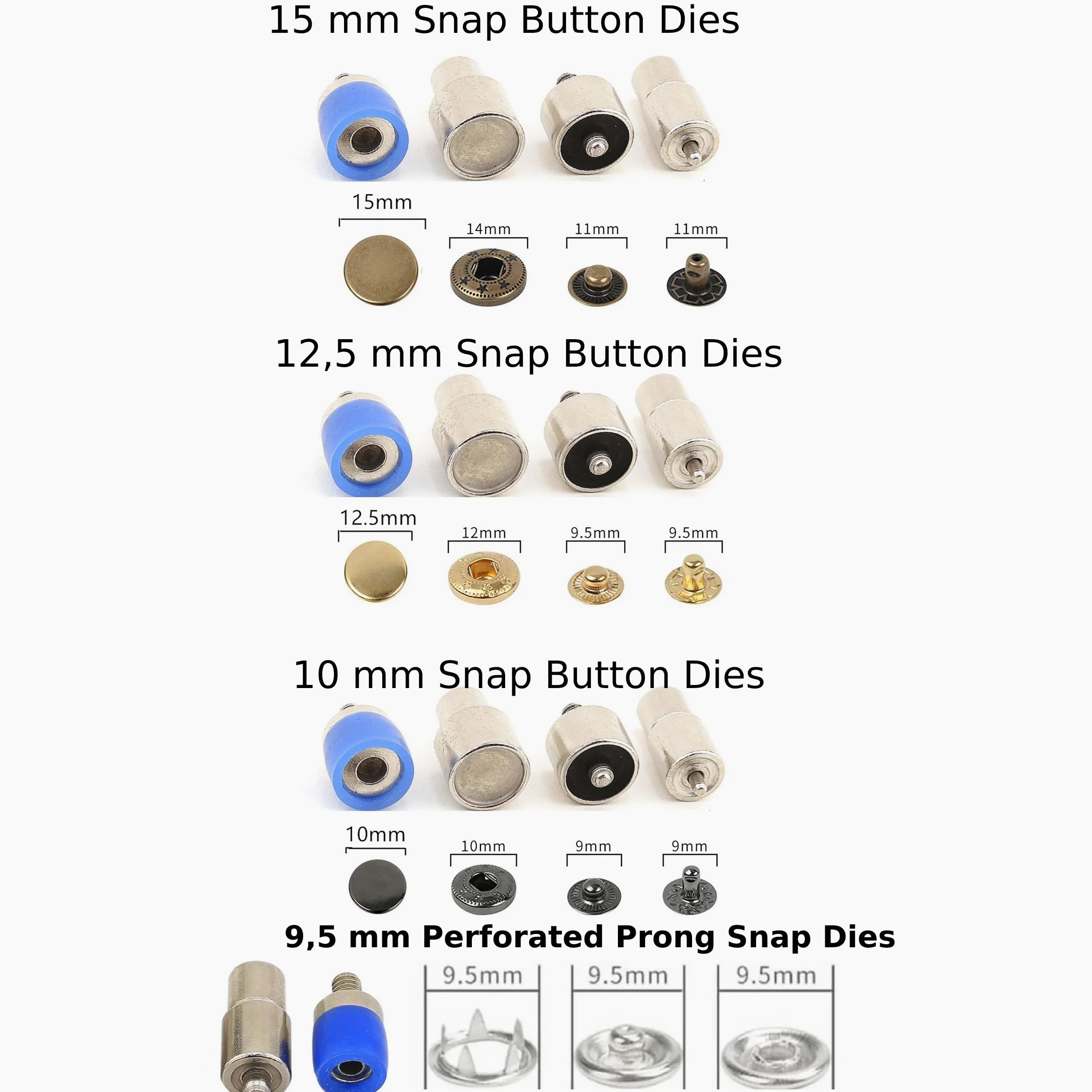Pressa manuale per installare rivetti, occhielli, occhielli, bottoni a pressione e bottoni in tessuto