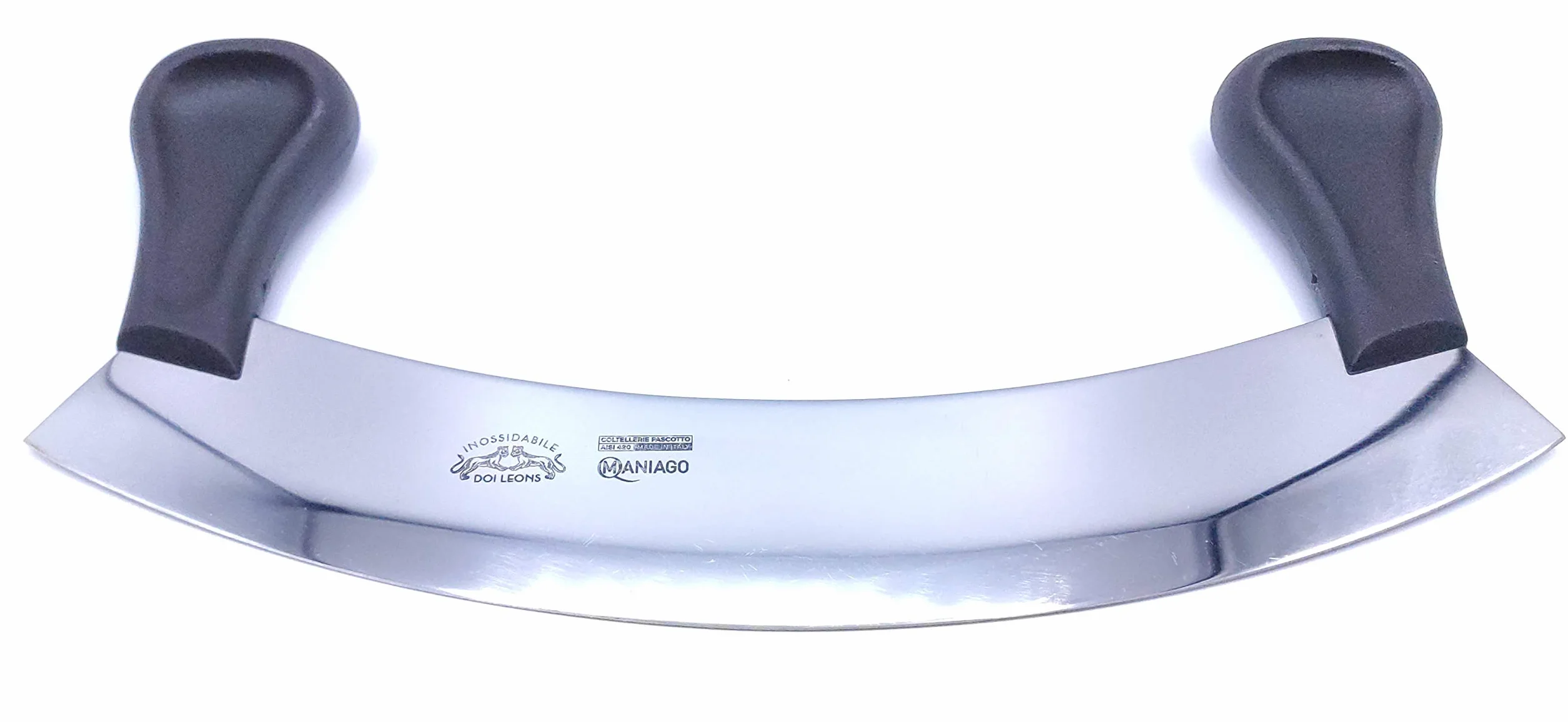 KIMERA Mezzaluna lama Inox 26 cm. ideale per tritare prezzemolo, basilico e erbe aromatiche. DOI LEONS Mincing Knife 26 cm. Made in Italy