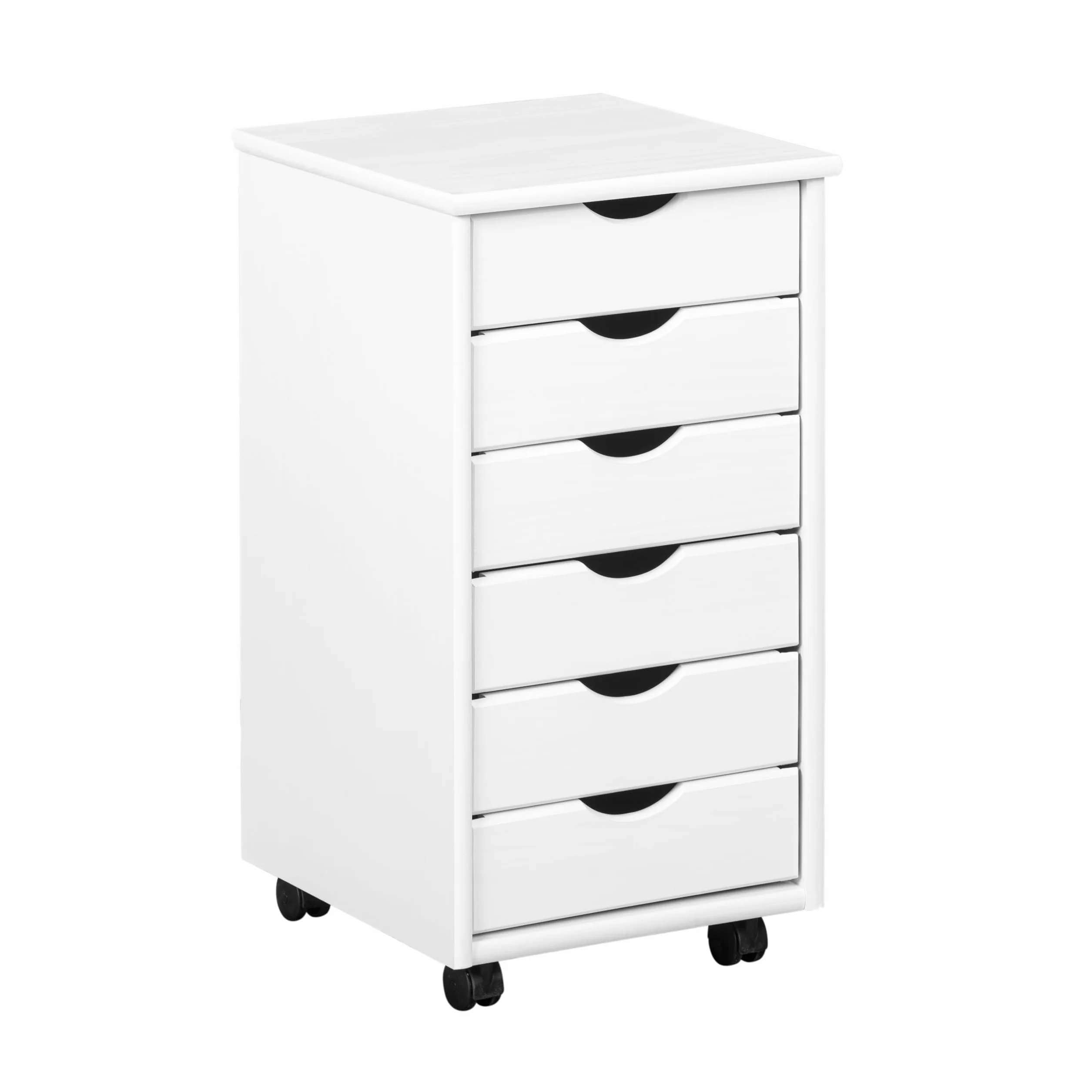 Piedistallo mobile con 6 cassetti Legno di pino massiccio Laccato bianco 35 x 40 x 65 cm Simon
